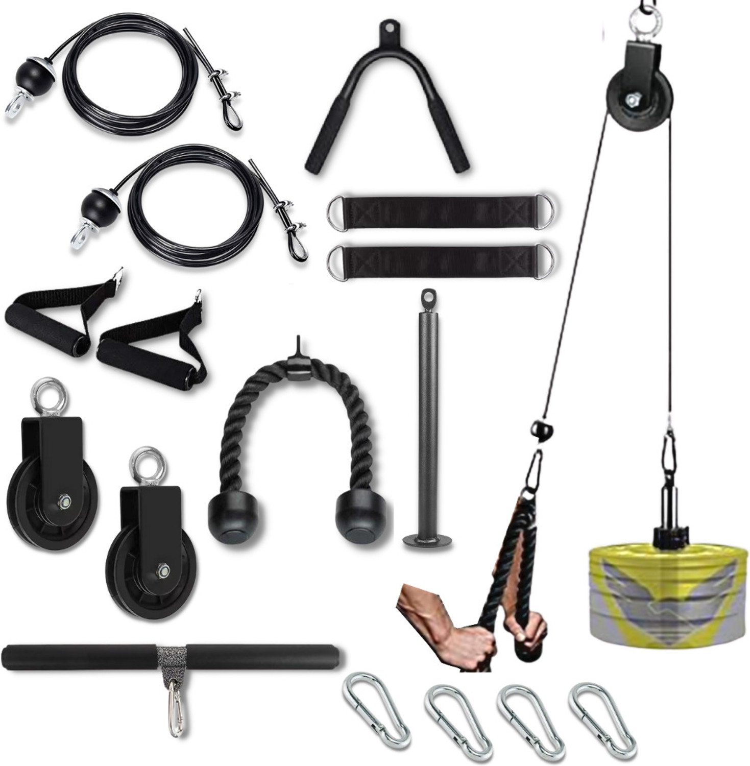 Image of FIRE FITNESS Upgraded LAT Pull Down Cable Machine Attachments Weight Cable Pulley System Weight Lifting Bar