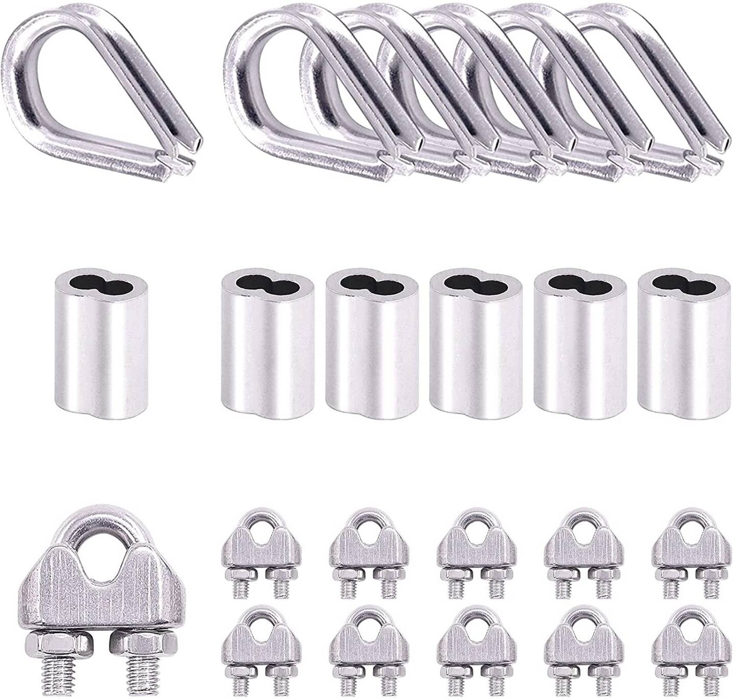 Lot de 50 Pinces de serrage en aluminium 8 mm - Pinces pour fil à manchon de