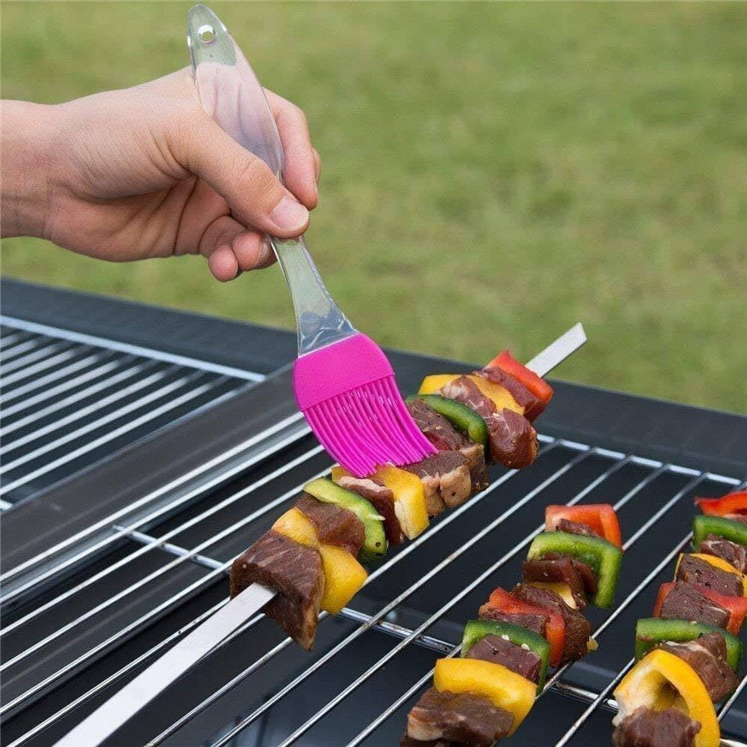 Image of hirva creation Foldable Charcoal BBQ Grill Set with 10 Skewers, Spatulas & Blower - Black Charcoal Grill