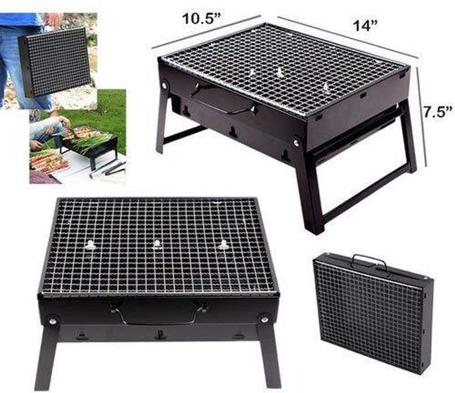 Image of KEVRIZ Portable Steel BBQ Grill Net Basket for Barbecue Fish Charcoal Grill