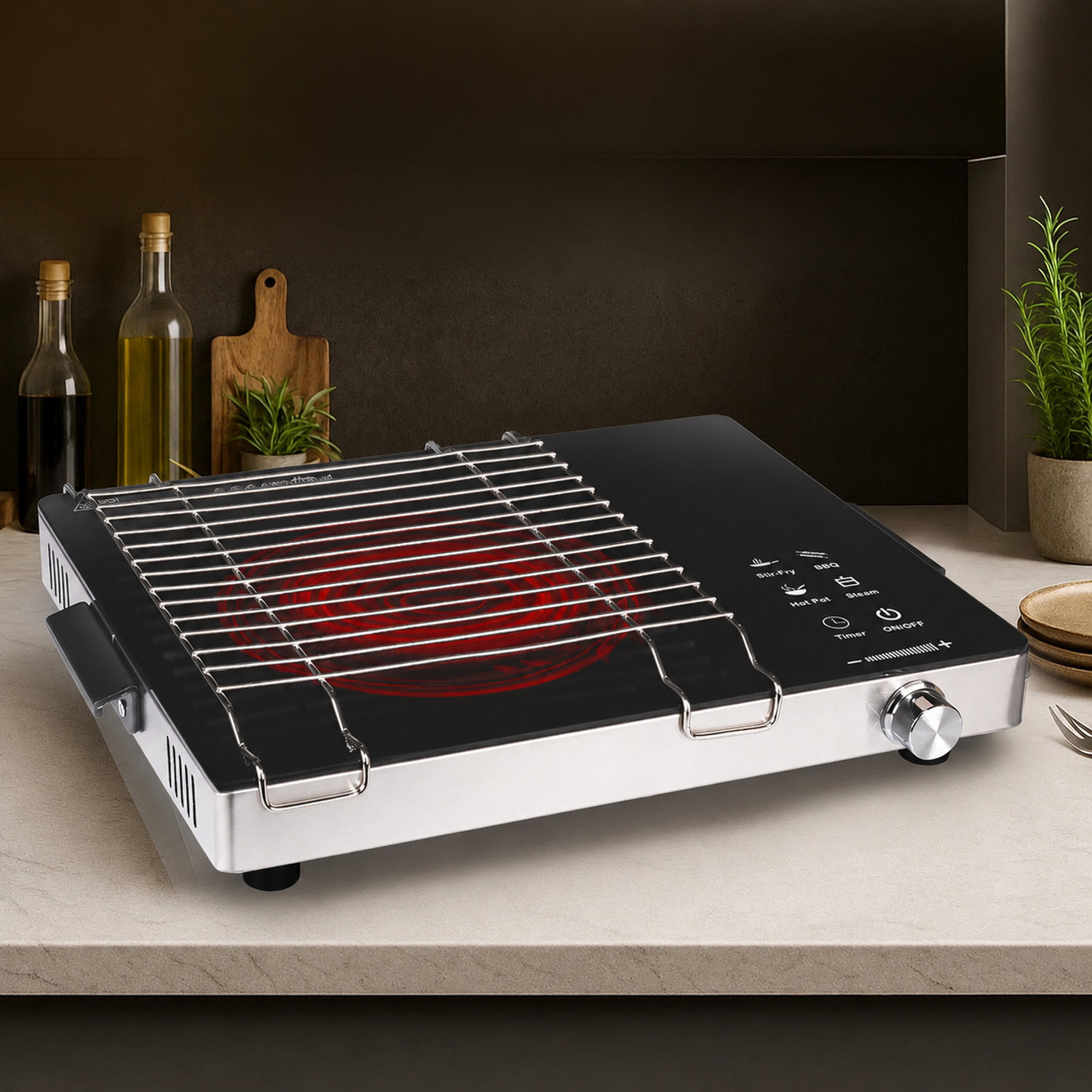 Image of Nicovo Stainless Steel Flame Diffuser Plate for Gas Stove & Induction Cooktop | Infrared Grill Stand Heat Diffuser Jali | Roti, Chapati, BBQ, Tandoor Grill Rack | Heavy Duty Even Heat Tamer Electric Grill (Portable)