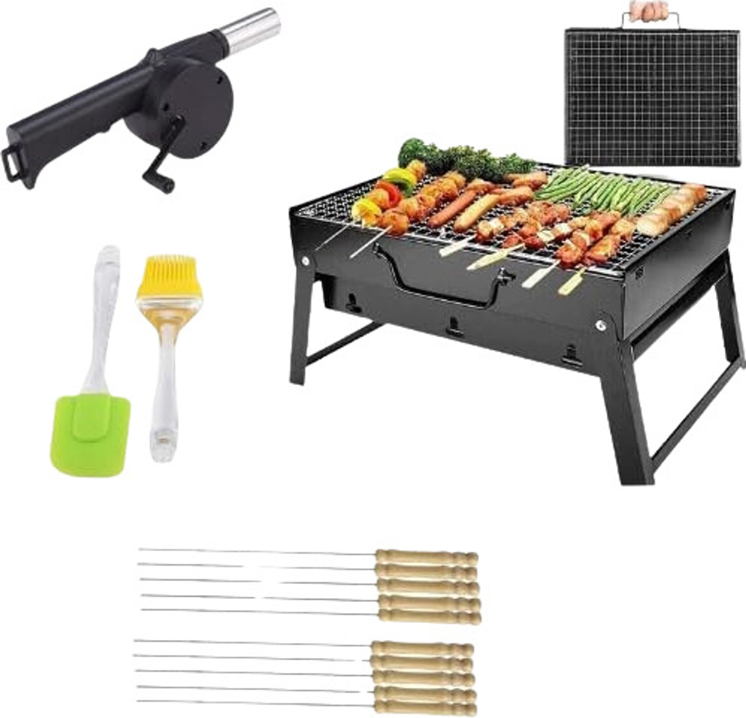 Image of KEVRIZ Portable Steel BBQ Grill Net Basket for Barbecue Fish Charcoal Grill