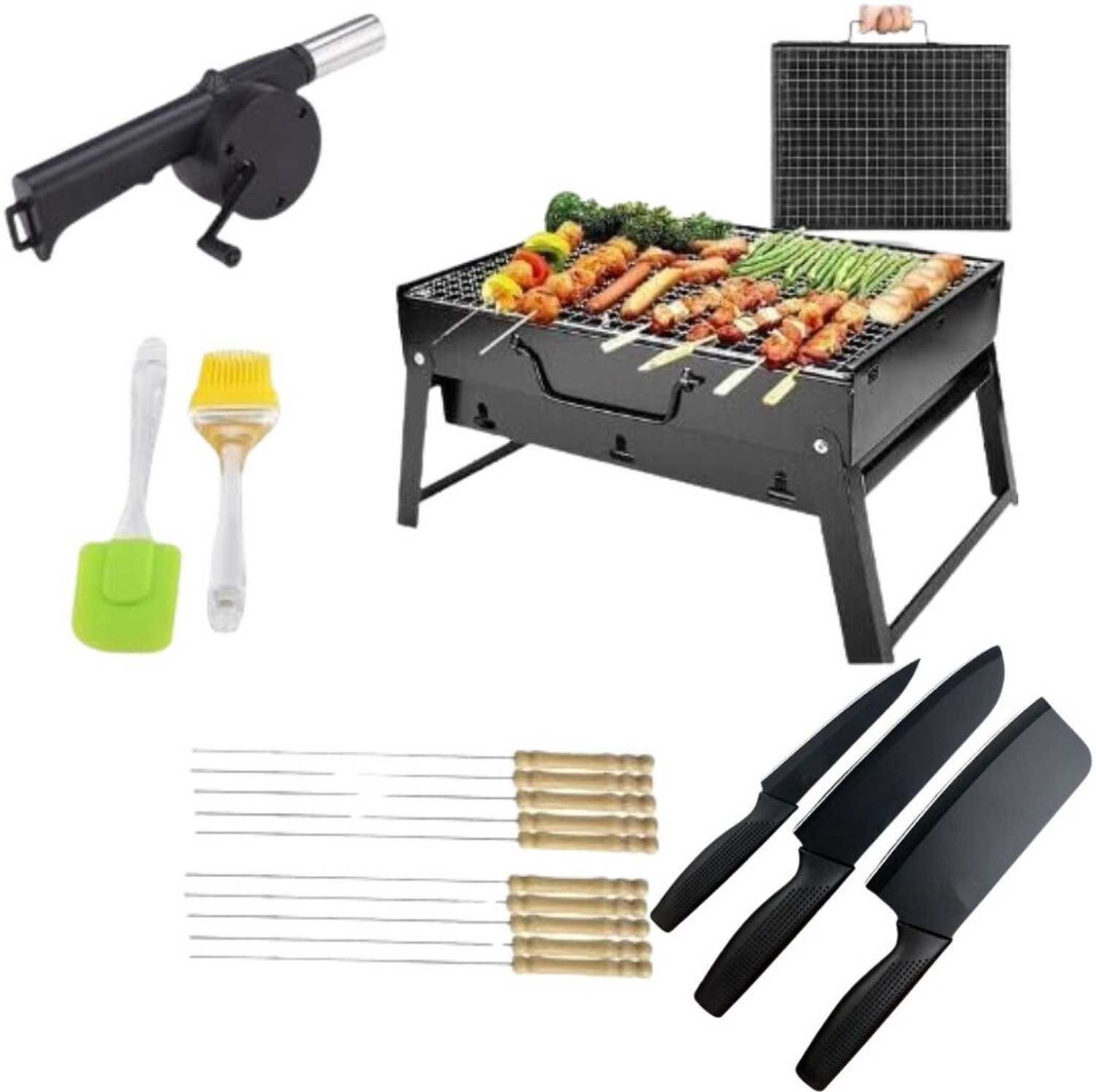 Image of KEVRIZ Portable Steel BBQ Grill Net Basket for Barbecue Fish Charcoal Grill