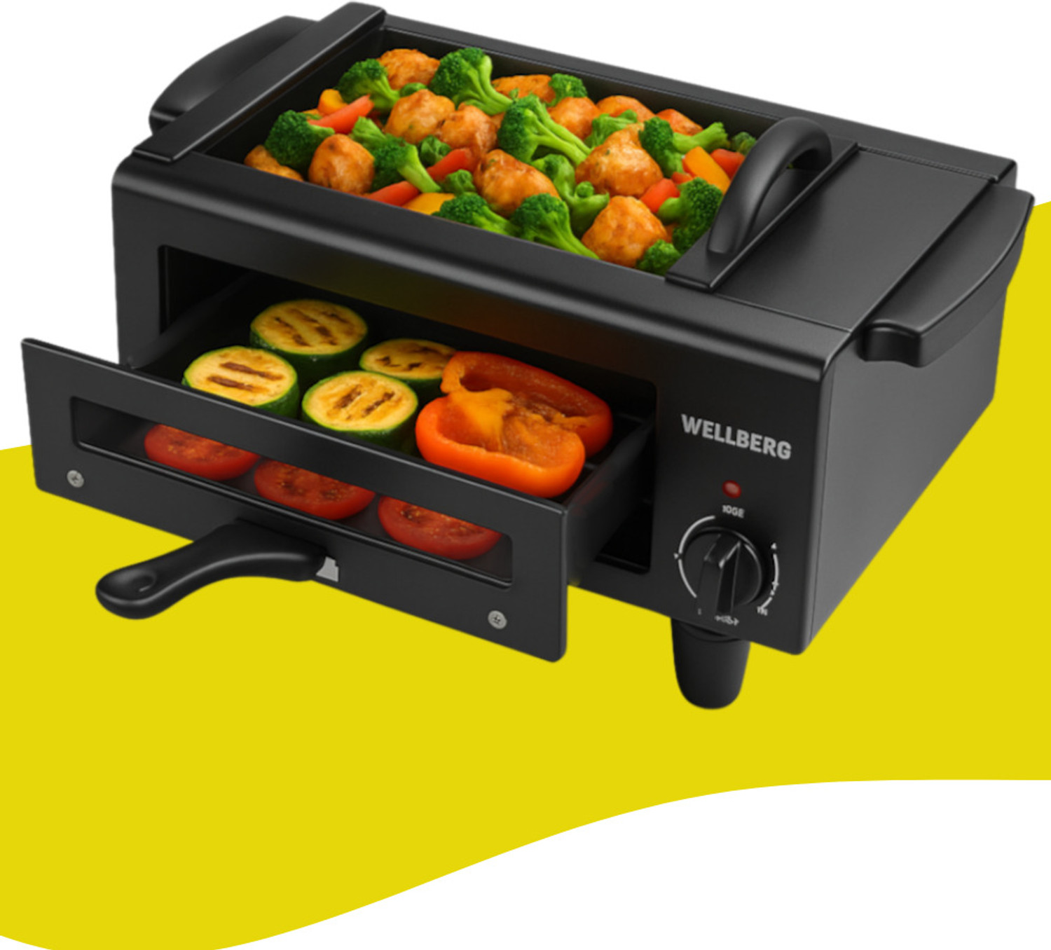 Image of WELLBERG 2-in-1 Tandoor & Grill | Multi-Purpose Oven for Baking, Roasting | Steel Element Pizza Maker
