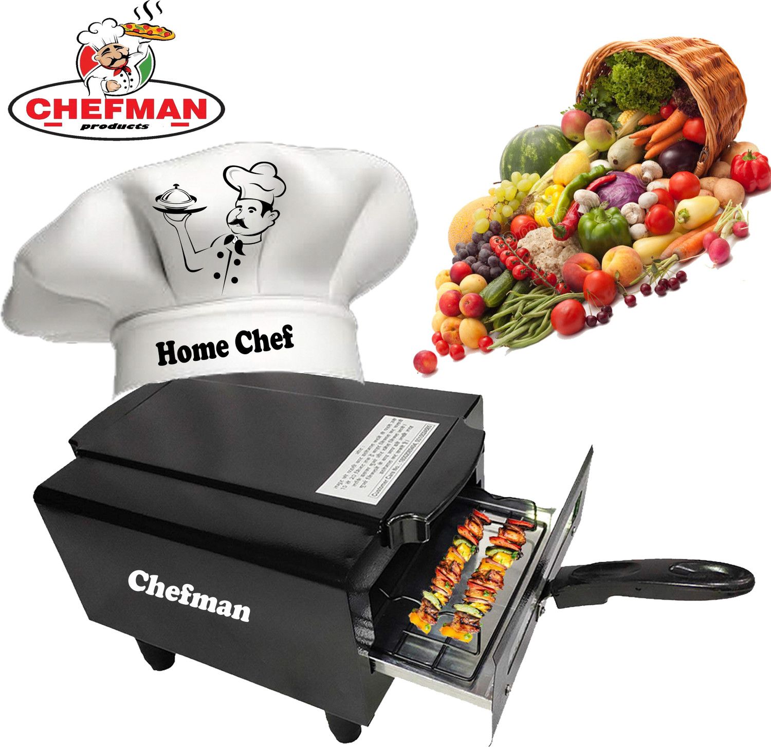 Image of Chefman High-Quality 14-Inch Pizza Maker Oven for Classic Oil-Free Cooking Electric Tandoor