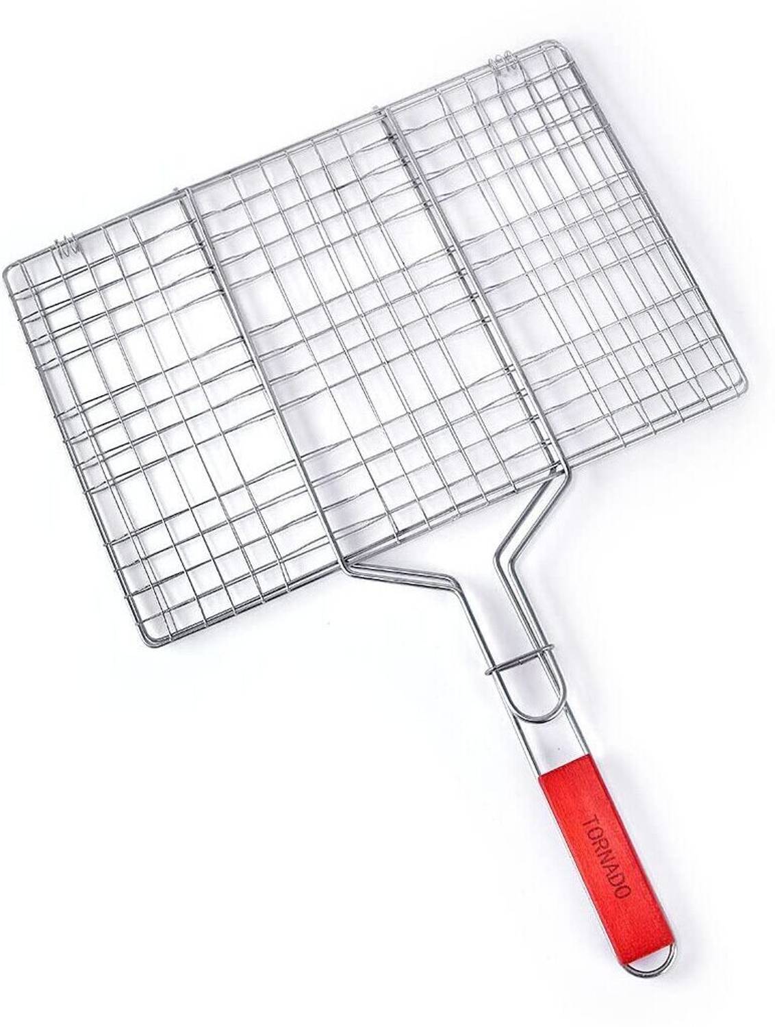 AMOZI Mild Steel Portable Barbecue BBQ Grill Net Basket Roast Grilling Tray Plated with 1 Skewer Charcoal Grill