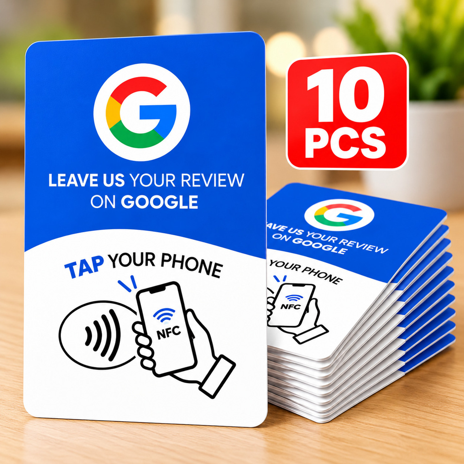 Image of foxgent NFC Google Review Card - Pack of 10 Bi-Directional Barcode Scanner