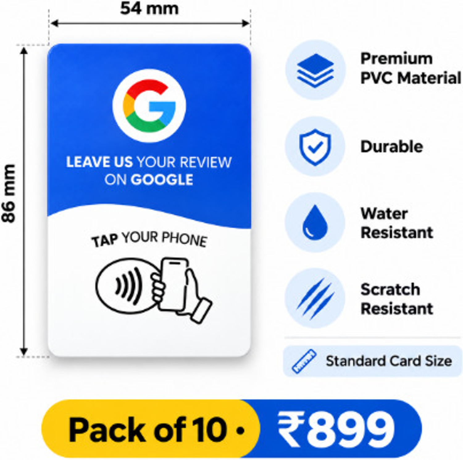 Image of foxgent NFC Google Review Card - Pack of 10 Bi-Directional Barcode Scanner