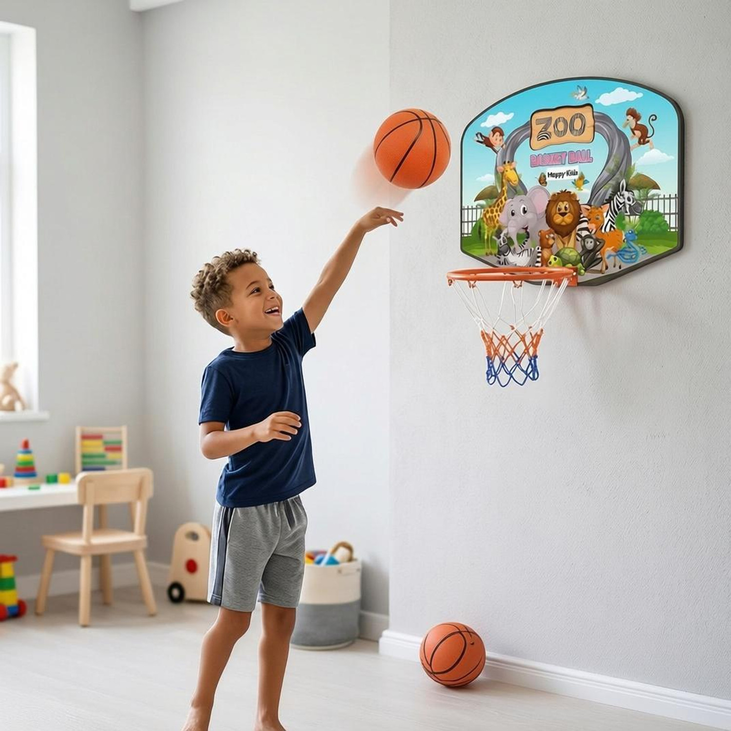 Image of PrimeGames Basketball hoop for kids Indoor basketball set Wall hanging basketball net Kids Basketball Ring