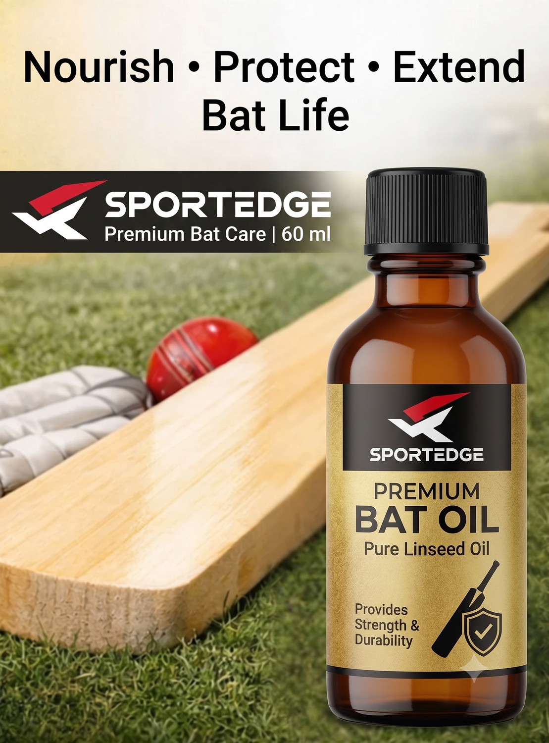 Image of sportedge Cricket Bat Oil |Linseed Oil for Bat Care & Performance 60ml Bat Oil