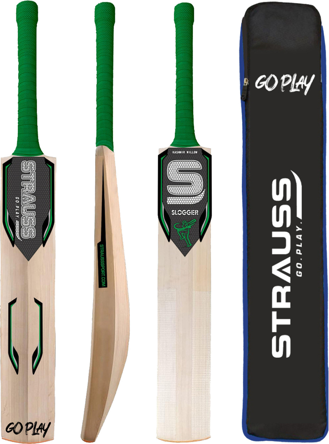 Image of Strauss Slogger | Suitable Only for Tennis Ball | Size: 6 | Kashmir Willow Cricket Bat For 12 - 14 Yrs
