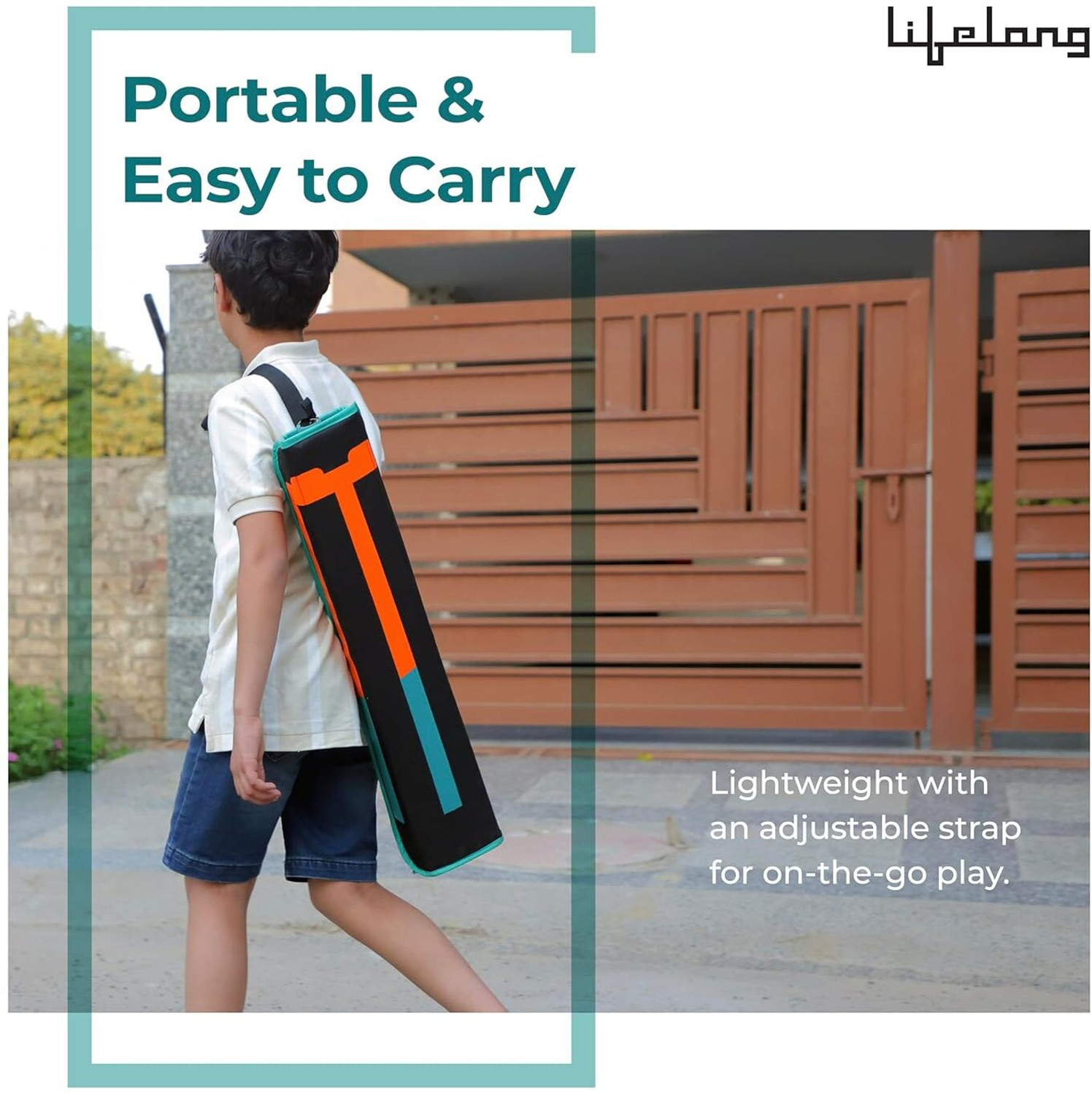 Image of Lifelong inchWooden Gully Cricket Bat Set Combo with Convertible stump bag Kids inch Poplar Willow Cricket Bat For 9 - 11 Yrs