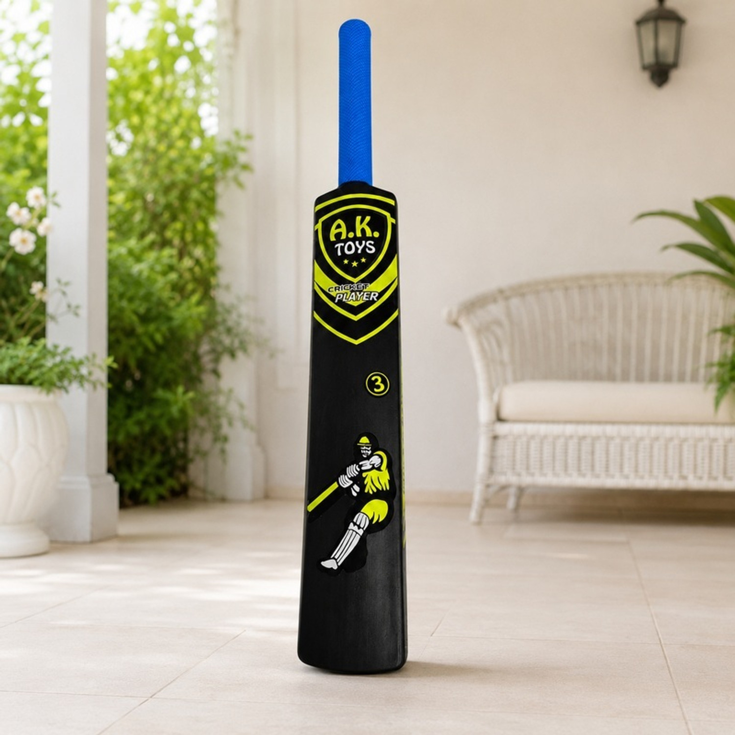 Image of NFtoys Kids Plastic Cricket Bat with Blue Grip for Outdoor Garden Sports Play PVC /Plastic Cricket Bat For 12 - 14 Yrs