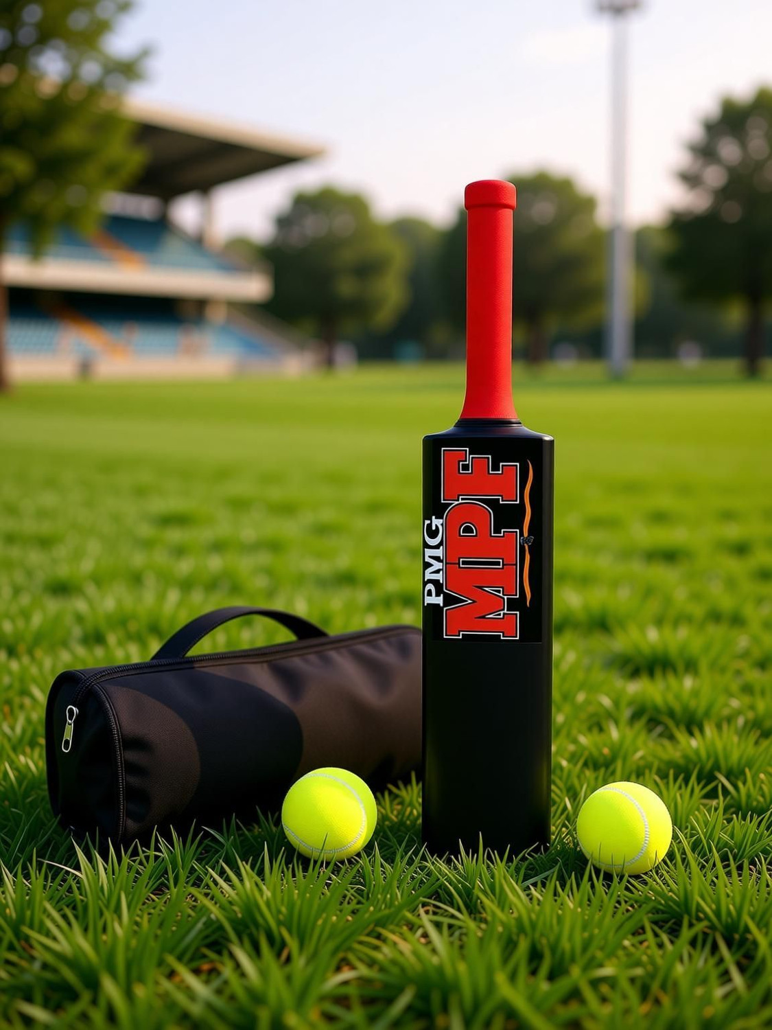 Image of PMG Plastic Cricket Bat with Bag & Ball | Fun Play Kit for Children (Age 4-7) PVC /Plastic Cricket Bat For 8 Yrs