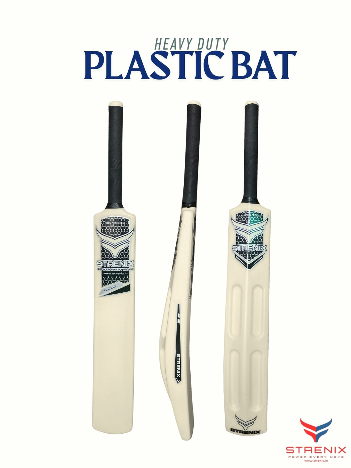 Image of STRENIX 8 No Bat 34 Inch 800g, Heavy-Duty Plastic with Cushioned Grip Powerful Play PVC /Plastic Cricket Bat For 15+ Yrs