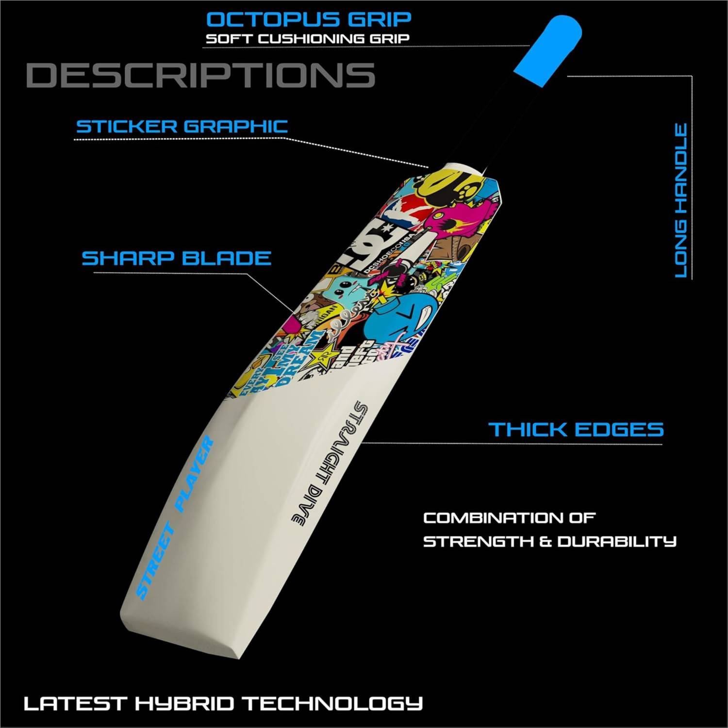Jaspo Warrior Plastic Tennis Bat 34x4.5 Inch - Image 5