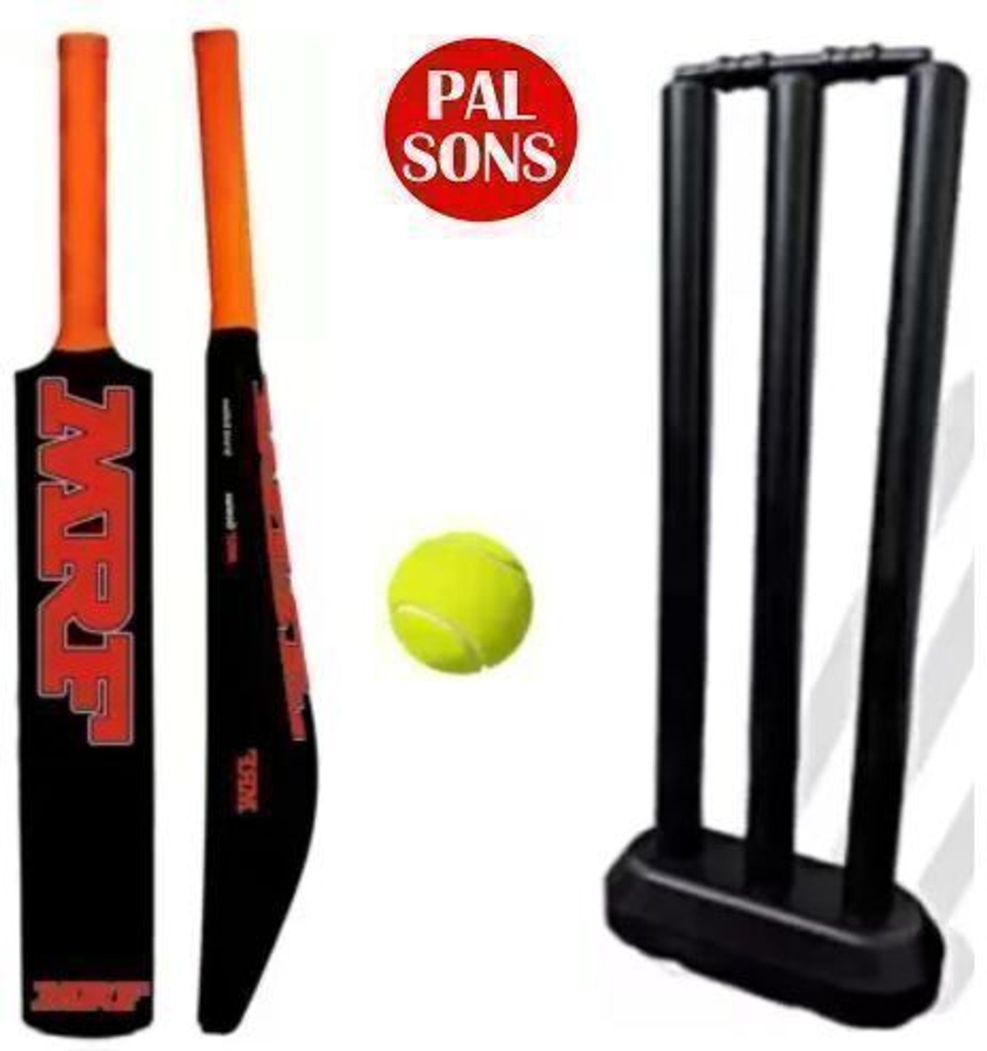 Image of MINESFIT MRF Plastic Cricket Bat Age 6-7 Years With 1 Ball & Plastic Wickets Kashmir Willow Cricket Bat For 15+ Yrs