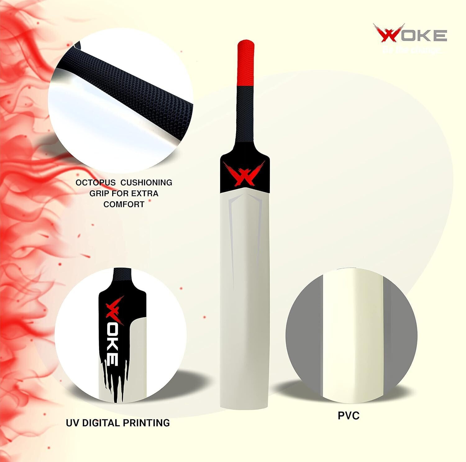 Image of woke Stalwart Heavy Duty plastic cricket tennis Bat with ball Combo PVC /Plastic Cricket Bat For 15+ Yrs