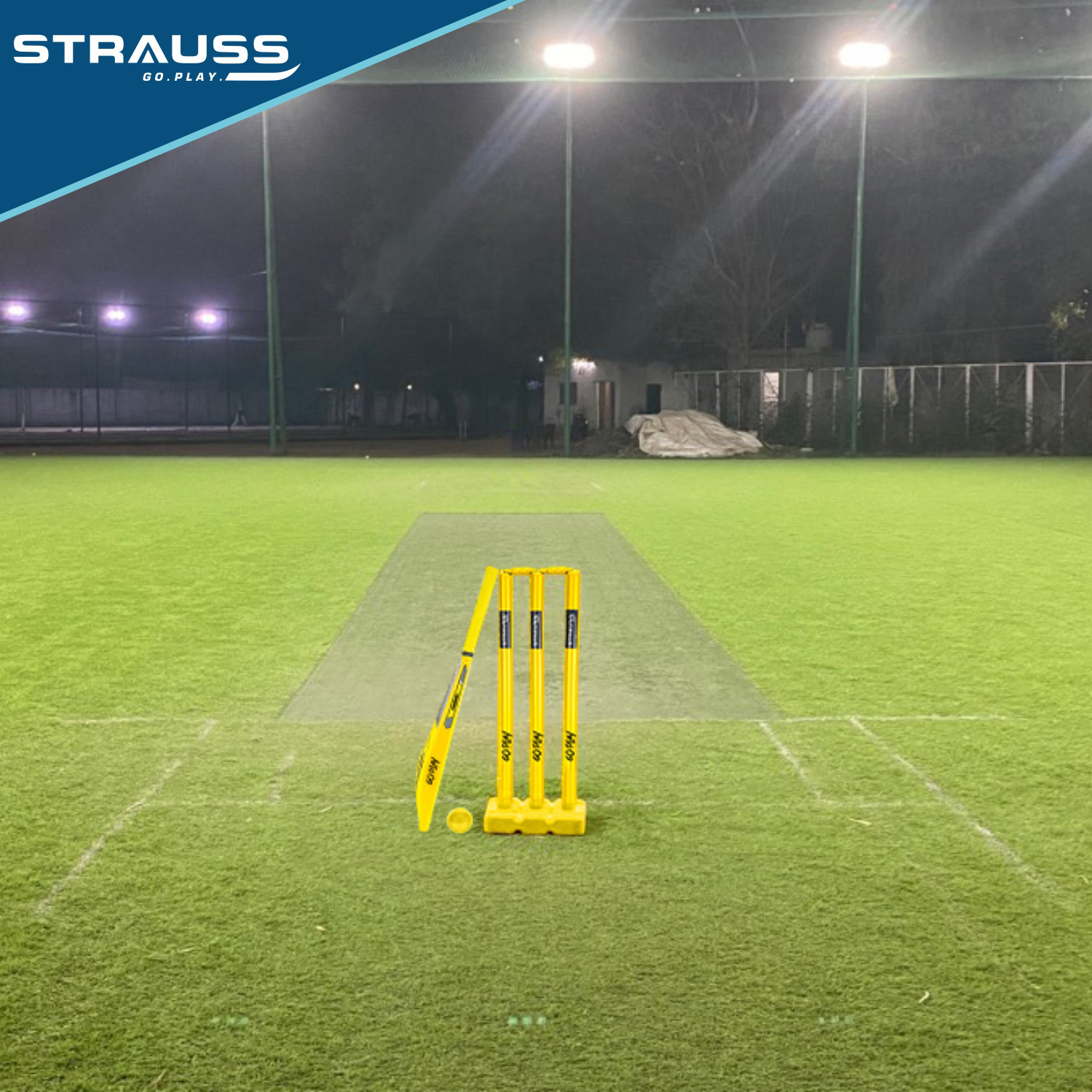 Image of Strauss Rebel Plastic Cricket Kit,Size SH (34 X 4.5inch)for All Age Group (Yellow,Black) PVC /Plastic Cricket Bat For 15+ Yrs