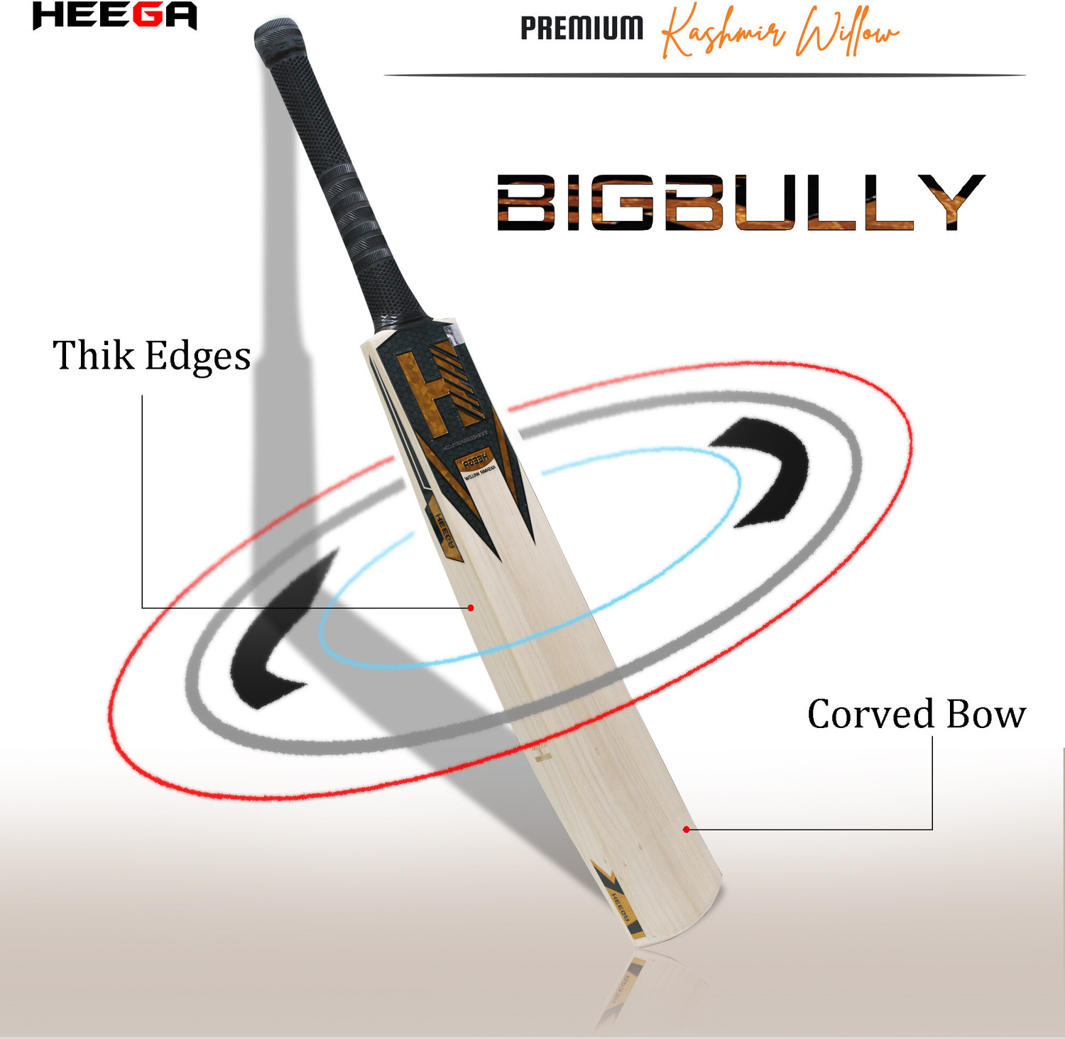 Image of Heega Big Sweet Bahubali ( LH ) Kashmir Willow Cricket Bat For 15+ Yrs