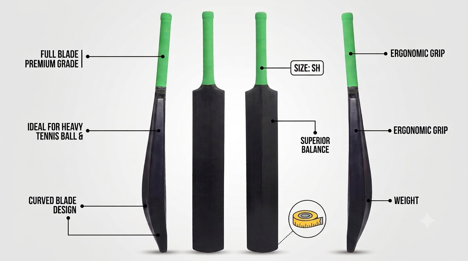 Image of Lesser 360 Full size hard plastic cricket bat for tennis ball and wind ball PVC /Plastic Cricket Bat For 15+ Yrs