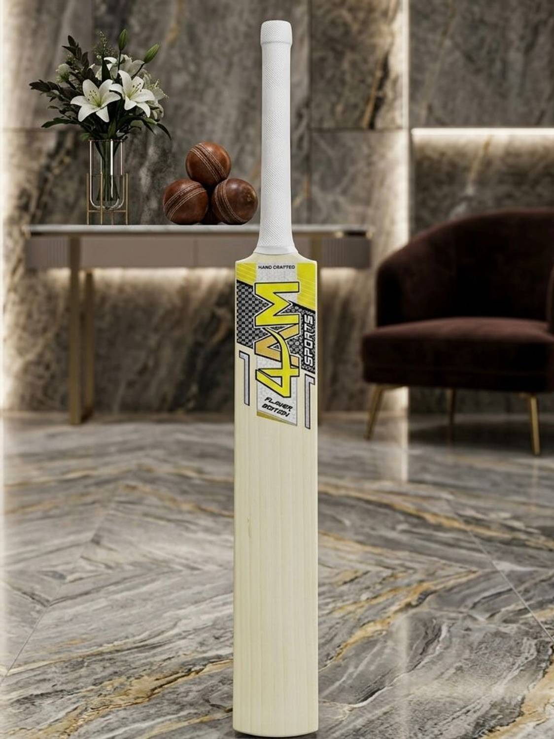 4am sports NEW EDITION HARD TENNIS BAT Poplar Willow Cricket  Bat For 11 - 13 Yrs