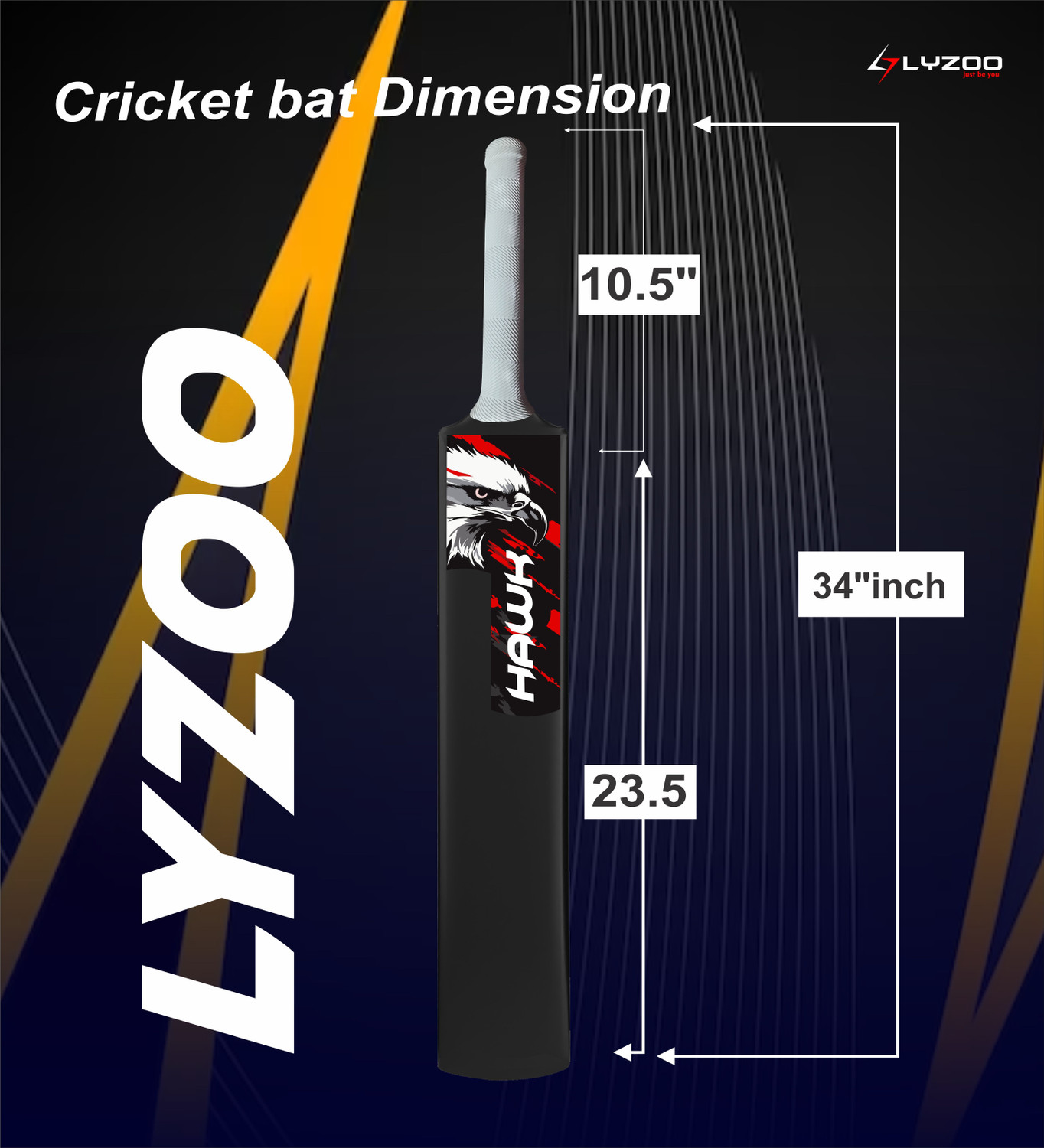 Image of Lyzoo HAWK Hard Plastic /Fiber Tennis Ball Cricket Bat for 15 +yrs PVC Cricket Bat PVC /Plastic Cricket Bat For 15+ Yrs (820-850 g)