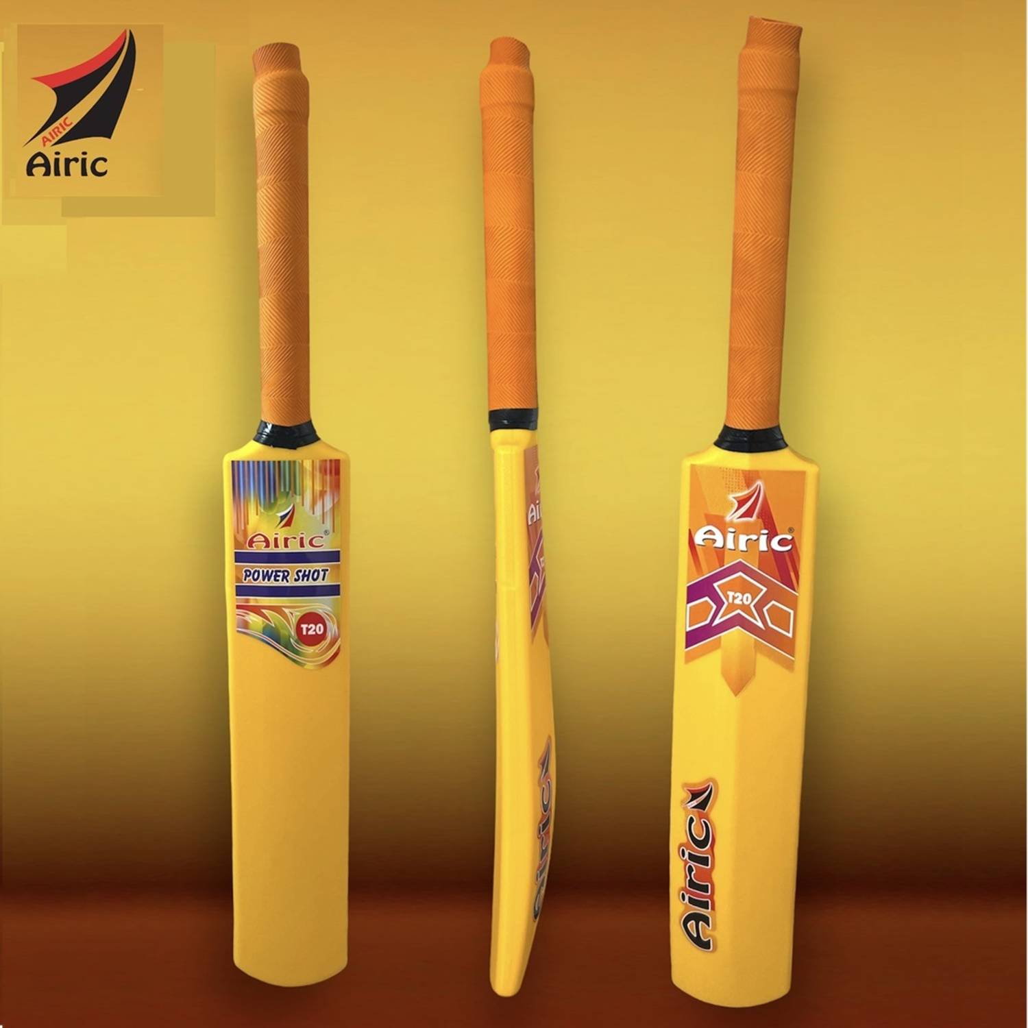 Airic T20 Trendy and Tough Size 3 PVC/Plastic Cricket Bat For 8 Yrs