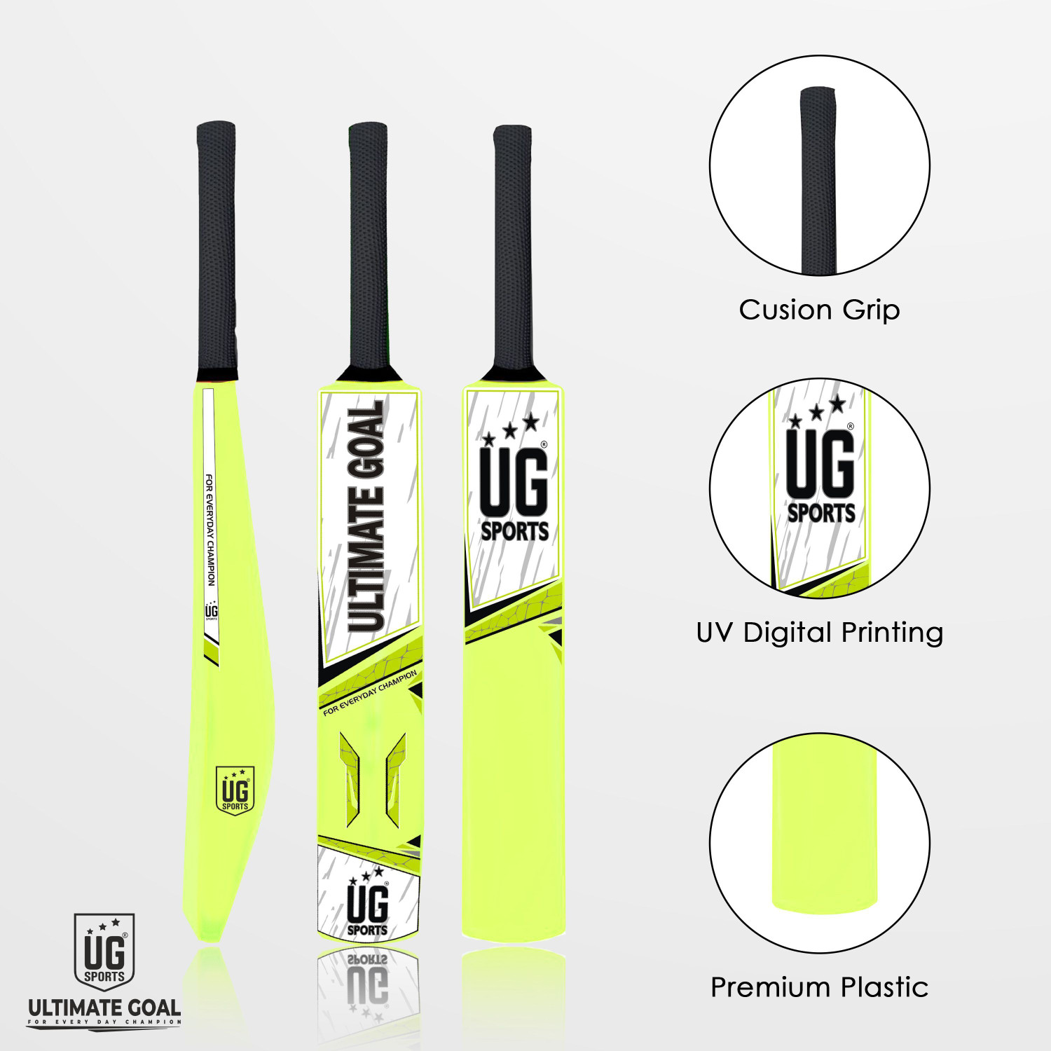 Image of UG SPORTS Plastic - Fiber Cricket Bat | Strong & Stylish |31.4 INCH (Green, Size 6) PVC /Plastic Cricket Bat For 15+ Yrs