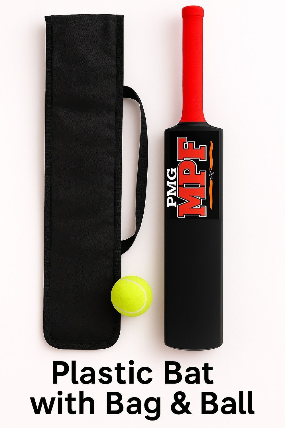 Image of PMG Plastic Cricket Bat with Bag & Ball | Fun Play Kit for Children (Age 4-7) PVC /Plastic Cricket Bat For 8 Yrs