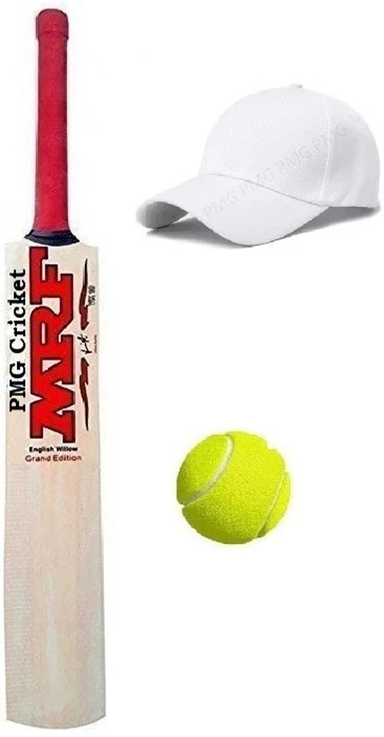 Image of PMG Wooden Cricket Bat for Boys 14+ Years with Cap and Ball Poplar Willow Cricket Bat For 15+ Yrs