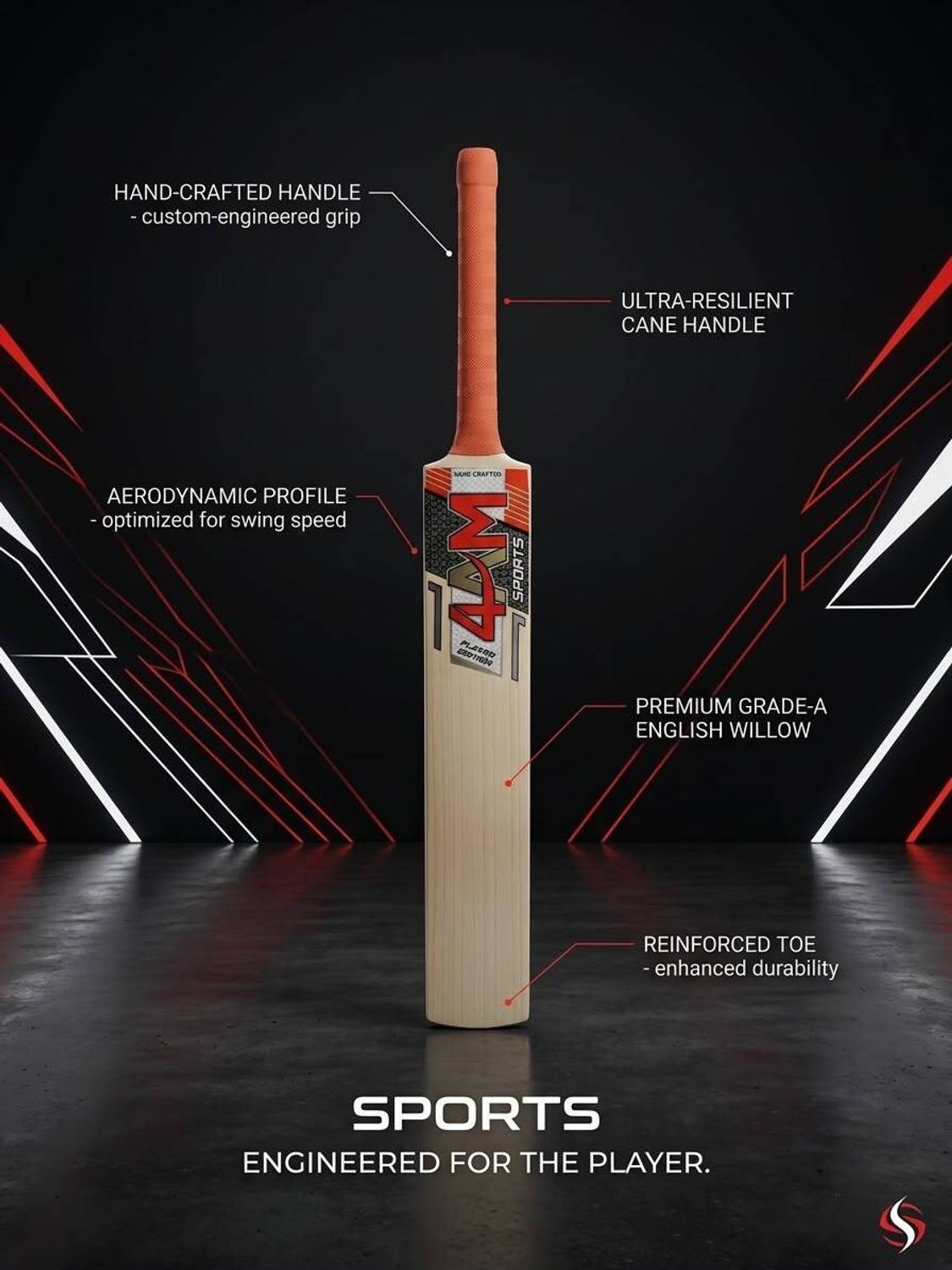 4am sports Midnight Edition Poplar Willow Cricket  Bat For 11 - 13 Yrs