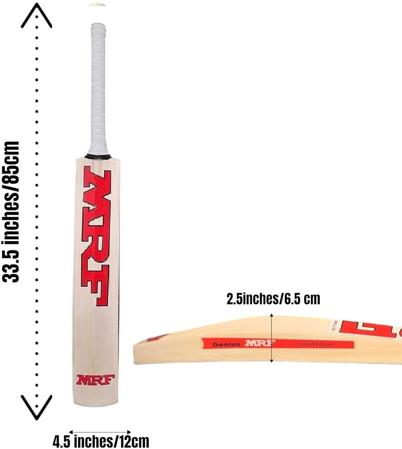 Image of Anriox MRF English Willow Lightweight Cricket Bat Halfcane Full Size English Willow Cricket Bat For 15+ Yrs