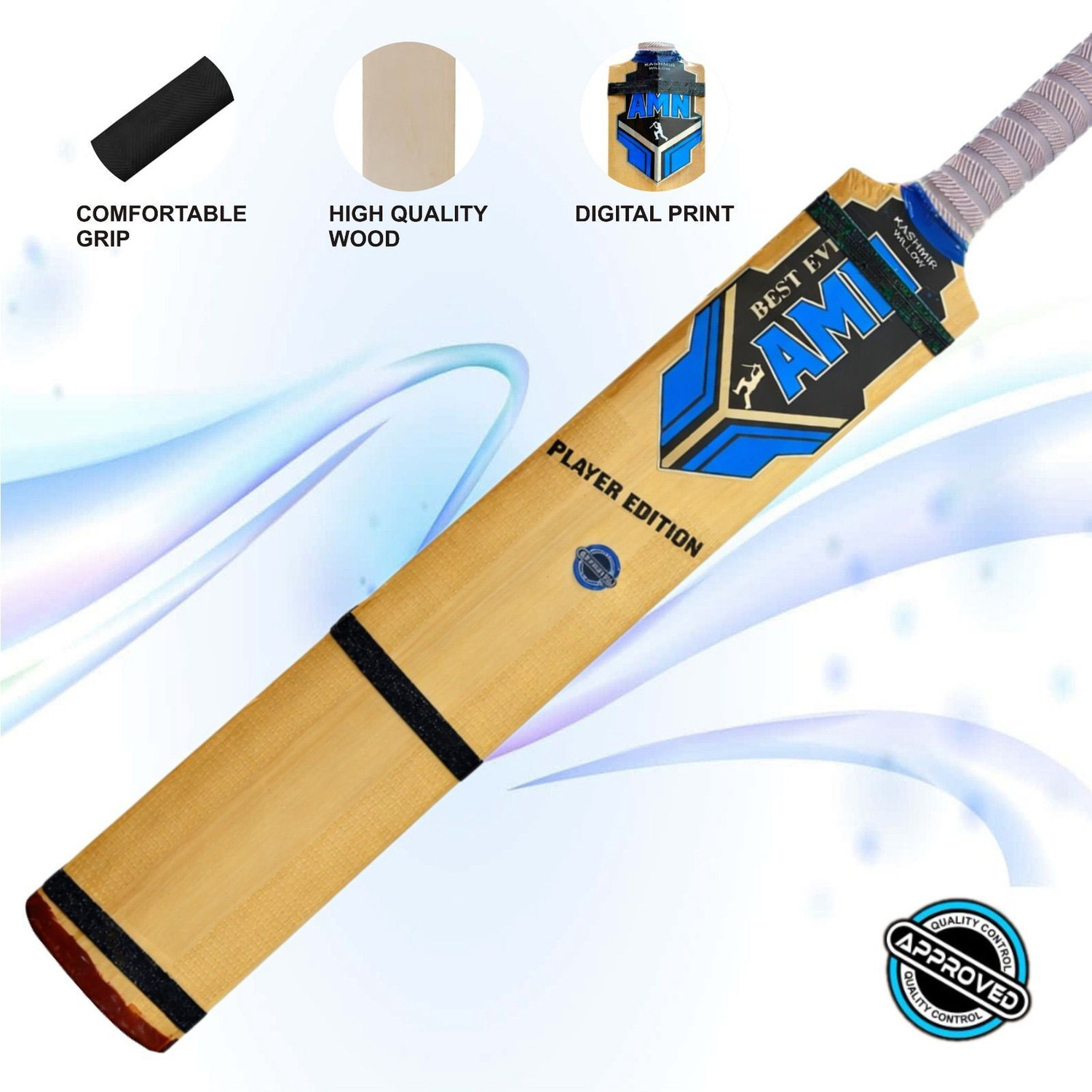 Image of AMN SPORTS Scrop Light Weight Cricket Bat Kashmir Willow For 15+ Yrs(950-1000 g) Kashmir Willow Cricket Bat For 15+ Yrs
