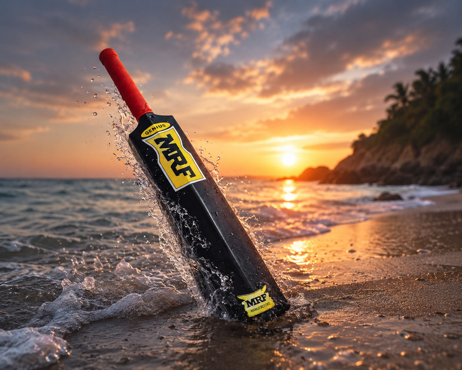 Image of Mascot Hitman Hard Plastic /Fiber Tennis Ball Cricket Bat for Kids 15 +yrs Kashmir Willow Cricket Bat For 4 - 5 Yrs