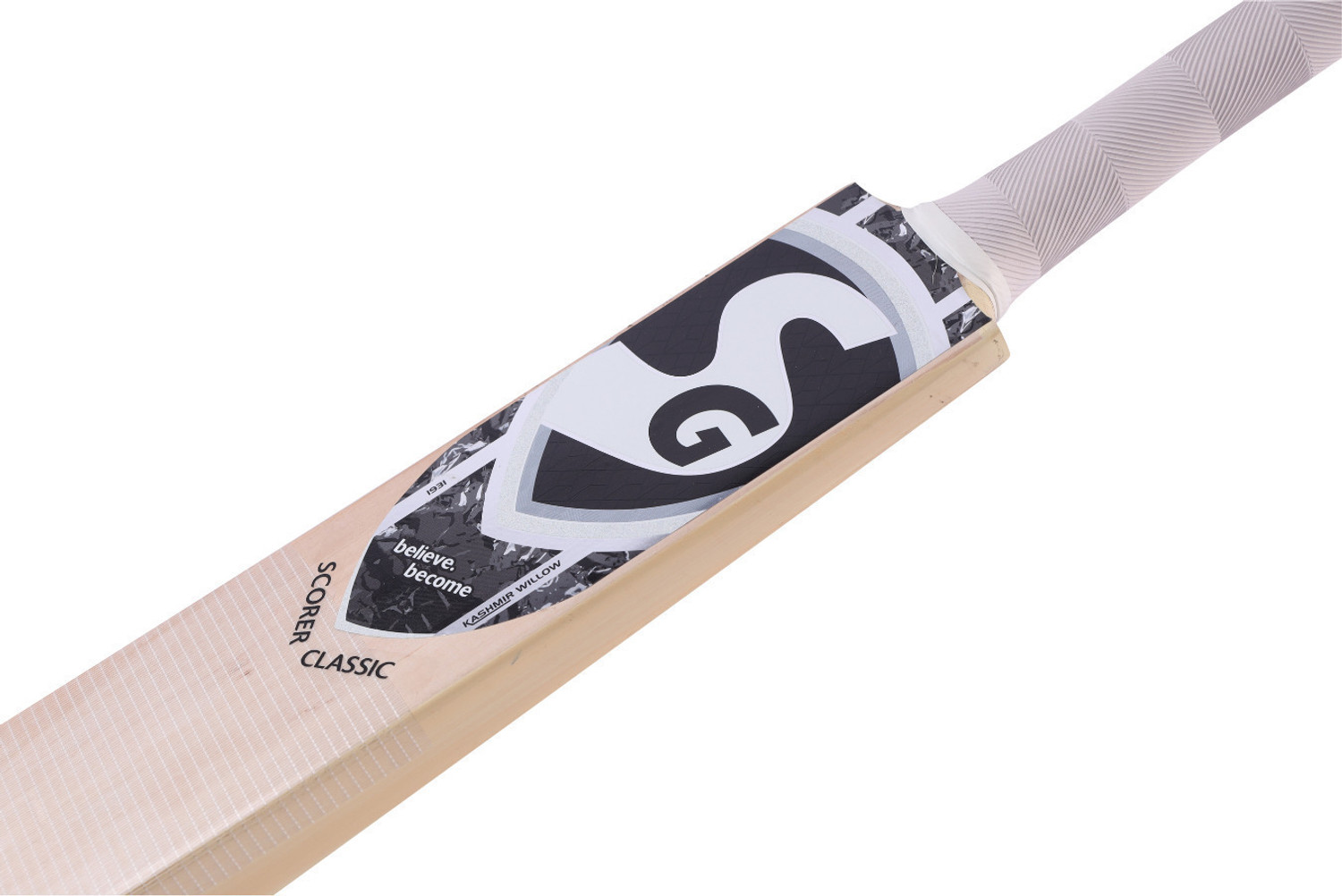 Image of SG BELIEVE BECOME FULL SIZE SCORER CLASSIC Kashmir Willow Cricket Bat For 15+ Yrs