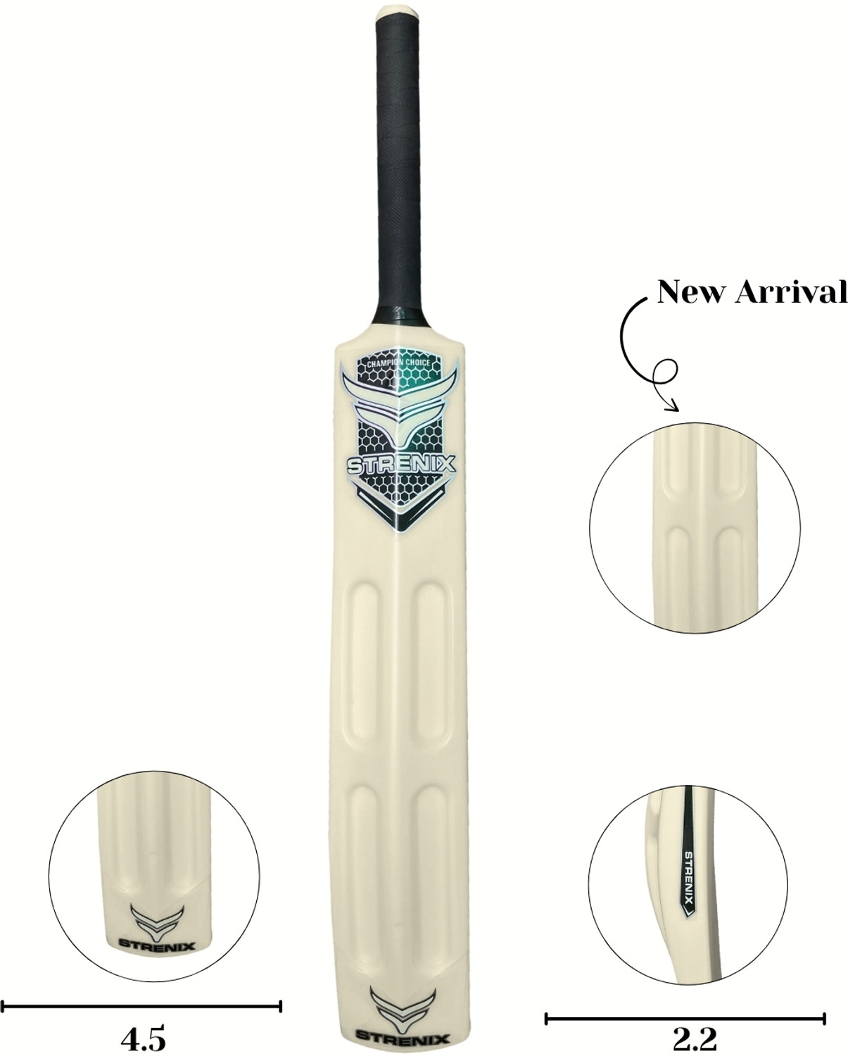 Image of STRENIX 8 No Bat 34 Inch 800g, Heavy-Duty Plastic with Cushioned Grip Powerful Play PVC /Plastic Cricket Bat For 15+ Yrs
