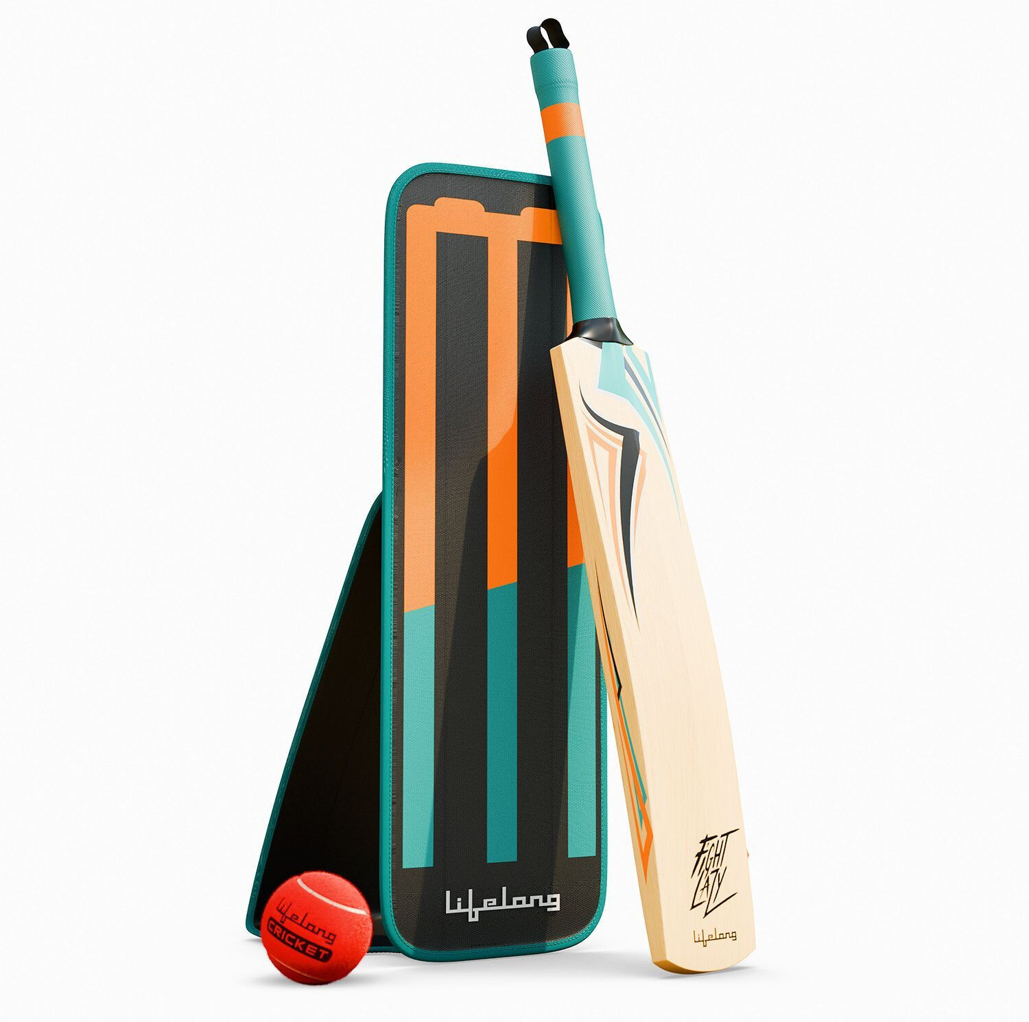 Image of Lifelong inchWooden Gully Cricket Bat Set Combo with Convertible stump bag Kids inch Poplar Willow Cricket Bat For 9 - 11 Yrs