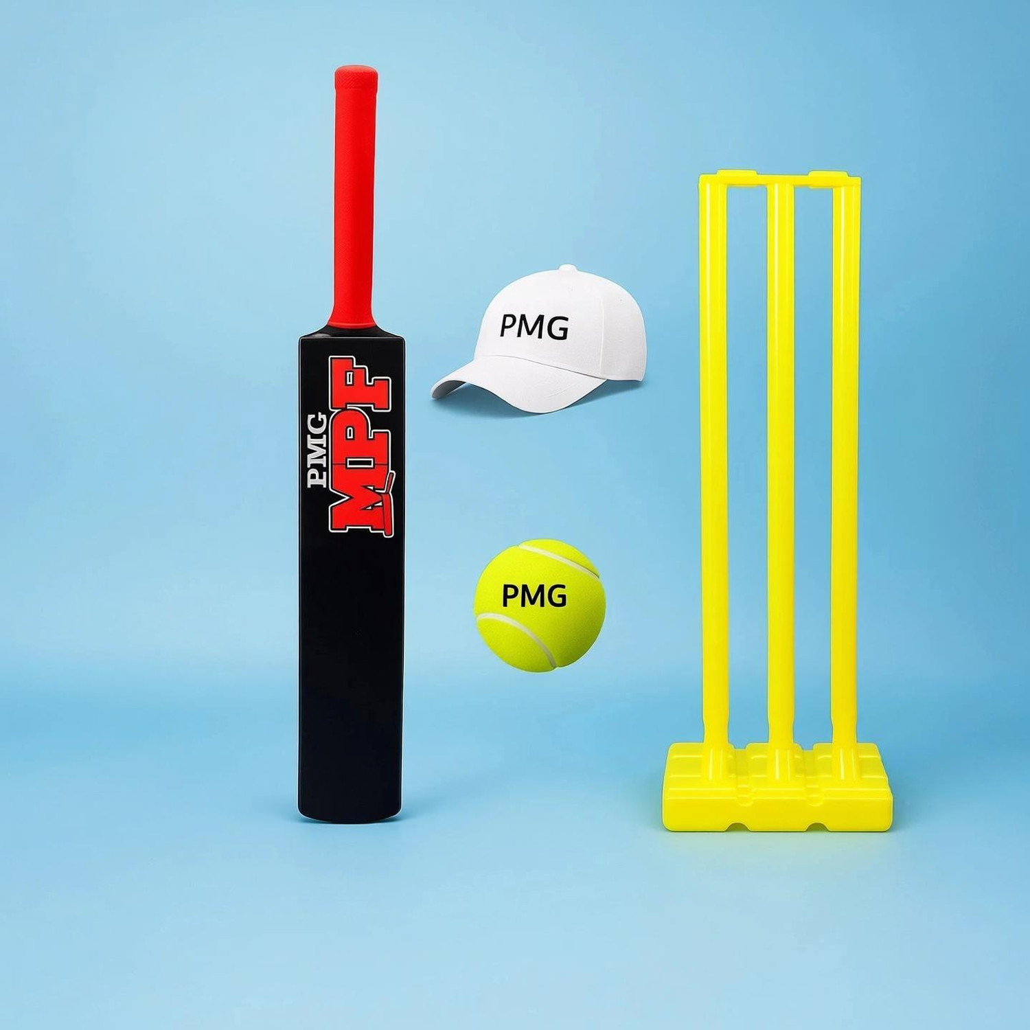 PMG Cricket Bat for Kids 5-7 Years – Plastic Bat, Wickets set, Ball & Cap PVC/Plastic Cricket Bat For 6 - 7 Yrs