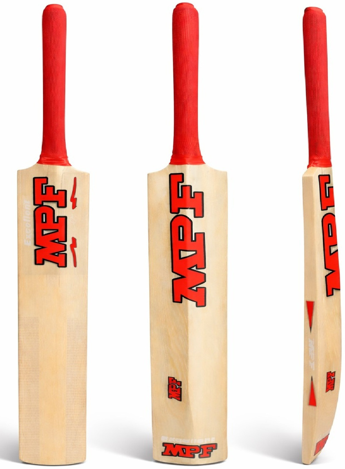 Image of PMG MPF Wooden Bat (Bat + Ball + Cap) for 3-5 Years Poplar Willow Cricket Bat For 4 - 5 Yrs