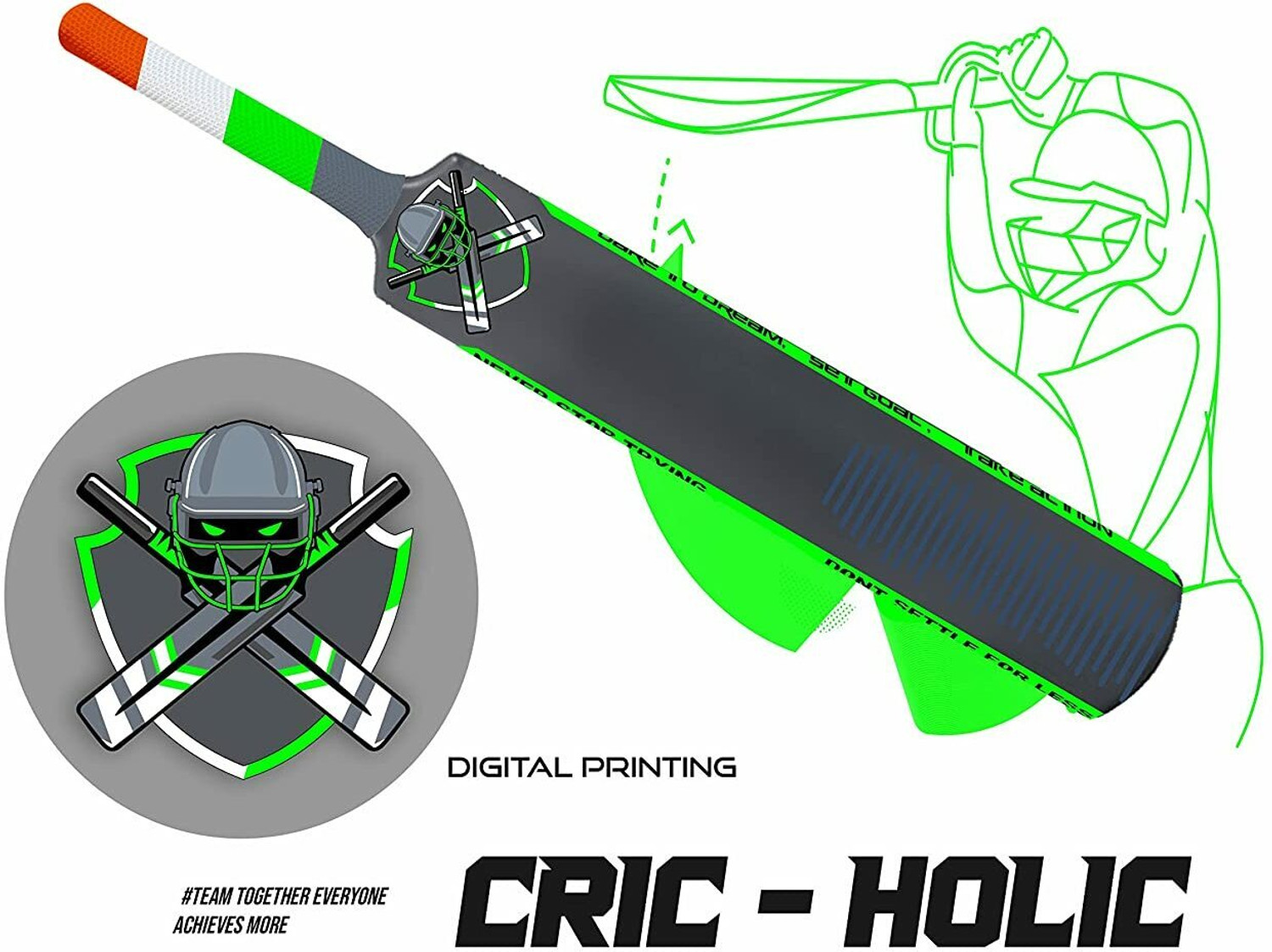 Image of Jaspo CRIC-Holic Senior Plastic Cricket Full Size Bat with Soft Cricket Ball Combo PVC /Plastic Cricket Bat For 15+ Yrs
