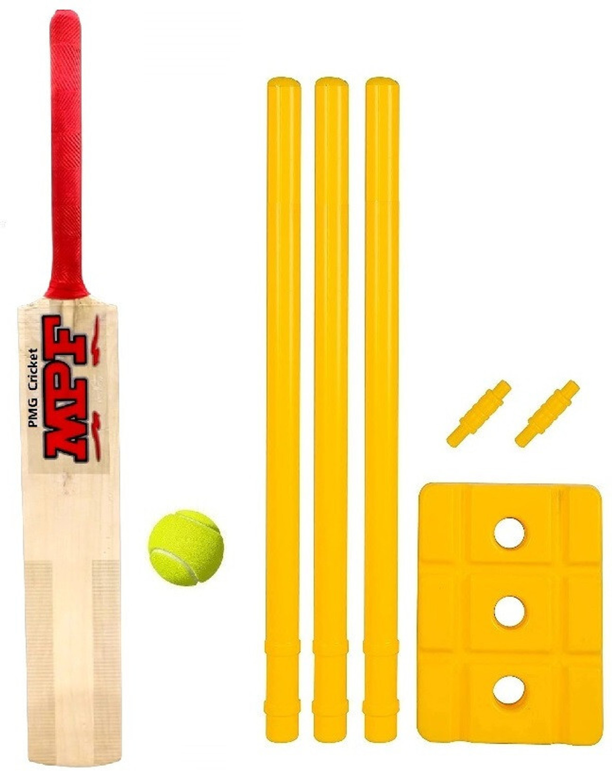 Image of PMG Genius Cricket Bat with PVC Wicket Set & 1 Tennis Ball|Ideal for Aged 5-9 PVC /Plastic Cricket Bat For 6 - 7 Yrs