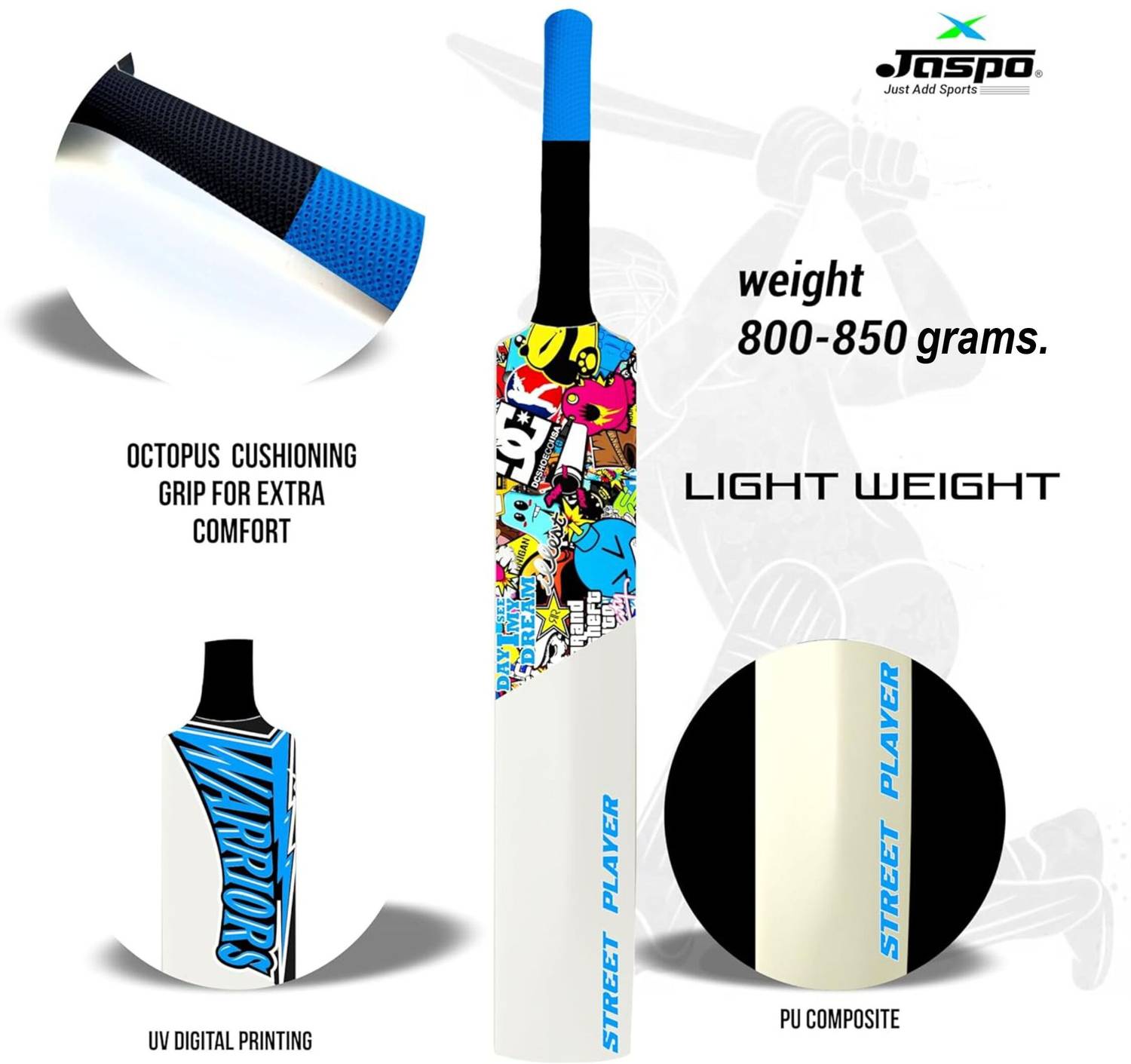 Jaspo Warrior Plastic Tennis Bat 34x4.5 Inch - Image 3