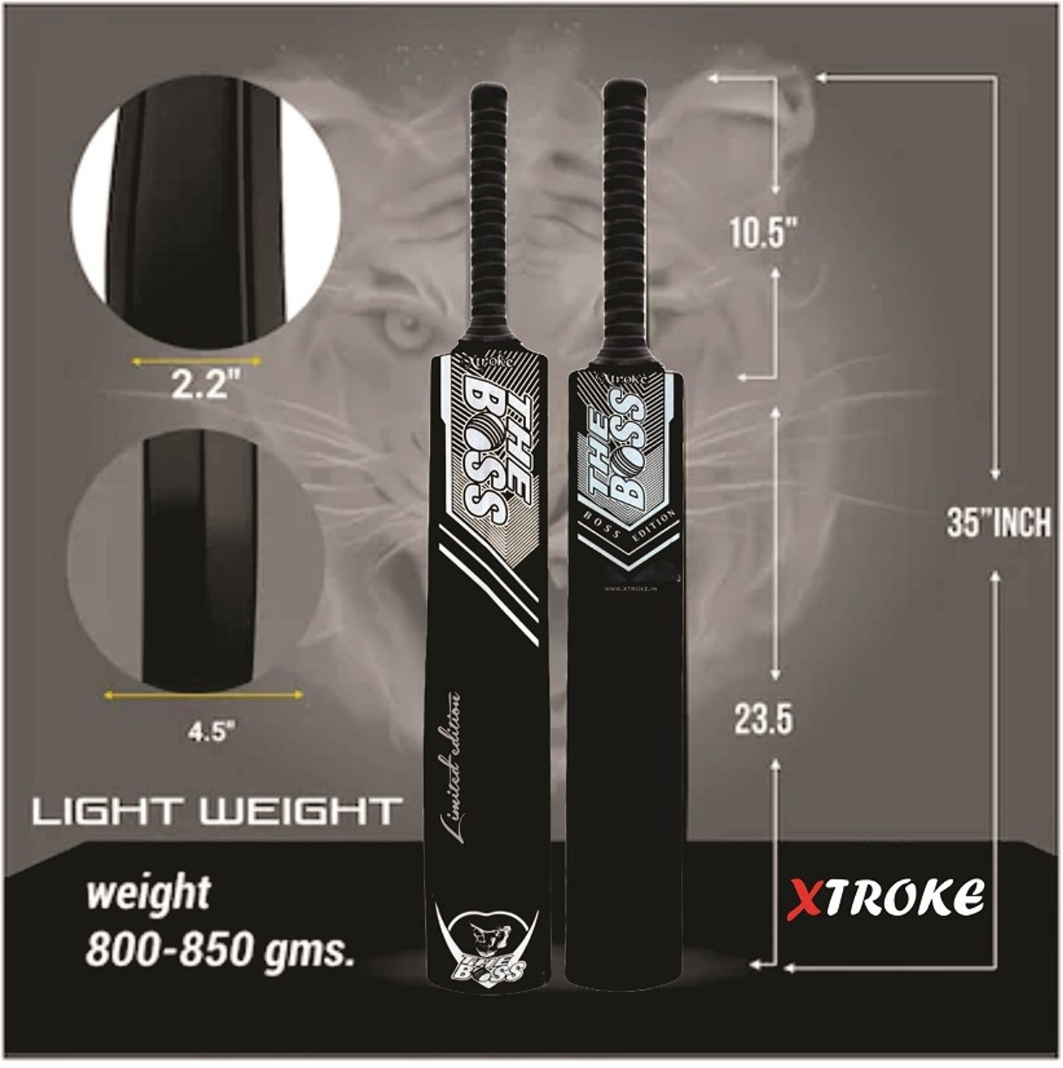 Image of XTROKE The Boss Grand Edition Hard Plastic Cricket bat for All Tennis Ball PVC /Plastic Cricket Bat For 15+ Yrs