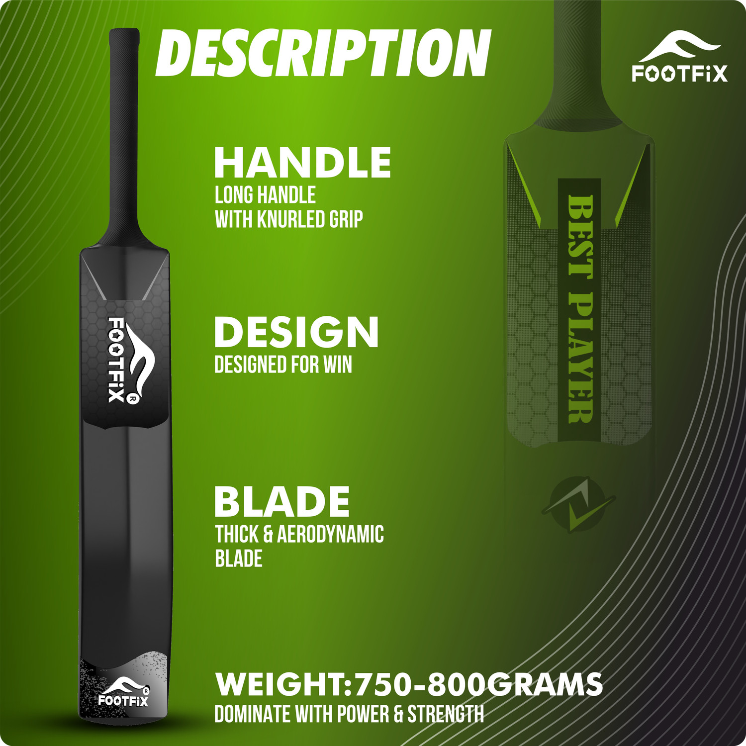 Image of FOOTFIX Best Player Size 4 PVC /Plastic Cricket Bat For 10 - 12 Yrs