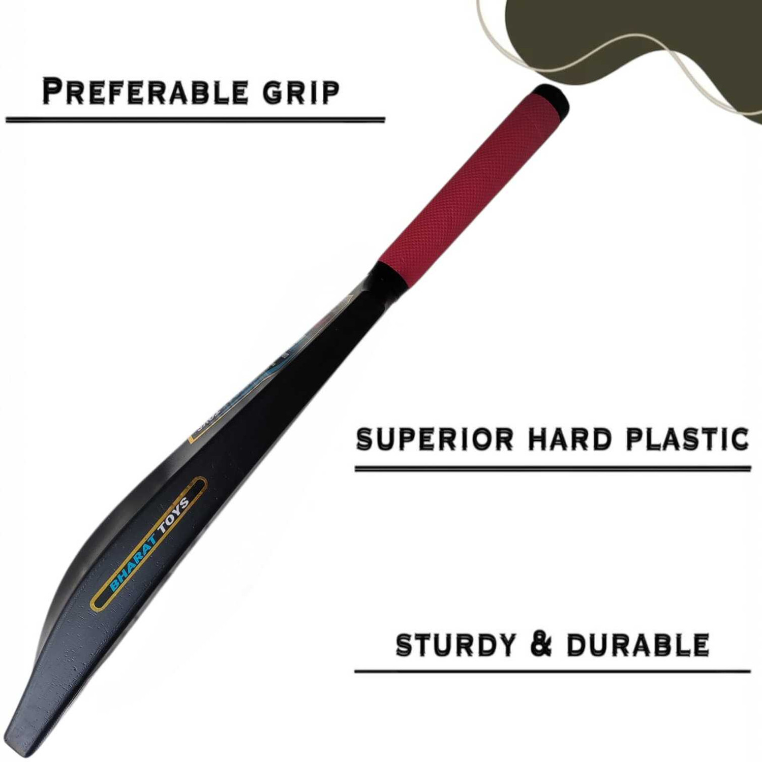 Image of BPI Premium & Lightweight Hard Plastic Bat For Park, Backyard, Street Cricket Game. PVC /Plastic Cricket Bat For 6 - 7 Yrs