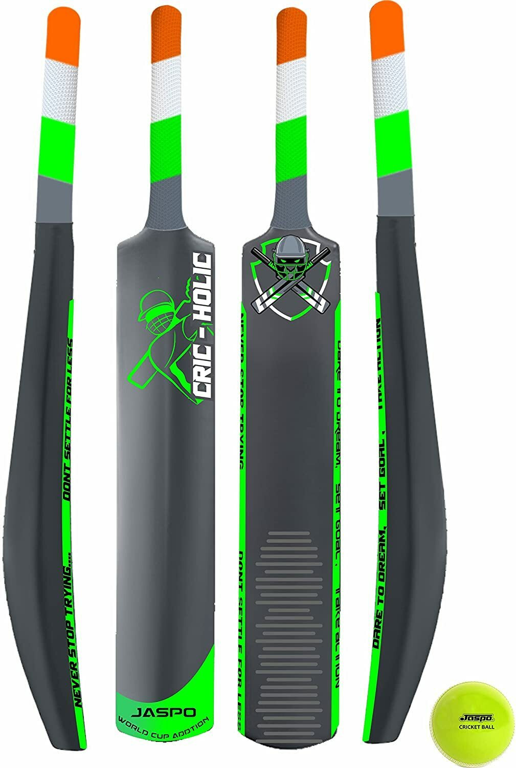 Image of Jaspo CRIC-Holic Senior Plastic Cricket Full Size Bat with Soft Cricket Ball Combo PVC /Plastic Cricket Bat For 15+ Yrs