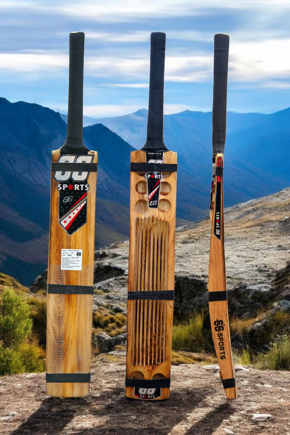 Image of 66 sports KASHMIRI WILLOW BURN ADDITION FULL SIZE CRICKET BAT 15+YR 900-1050 gm-SIXER KING Kashmir Willow Cricket Bat For 15+ Yrs