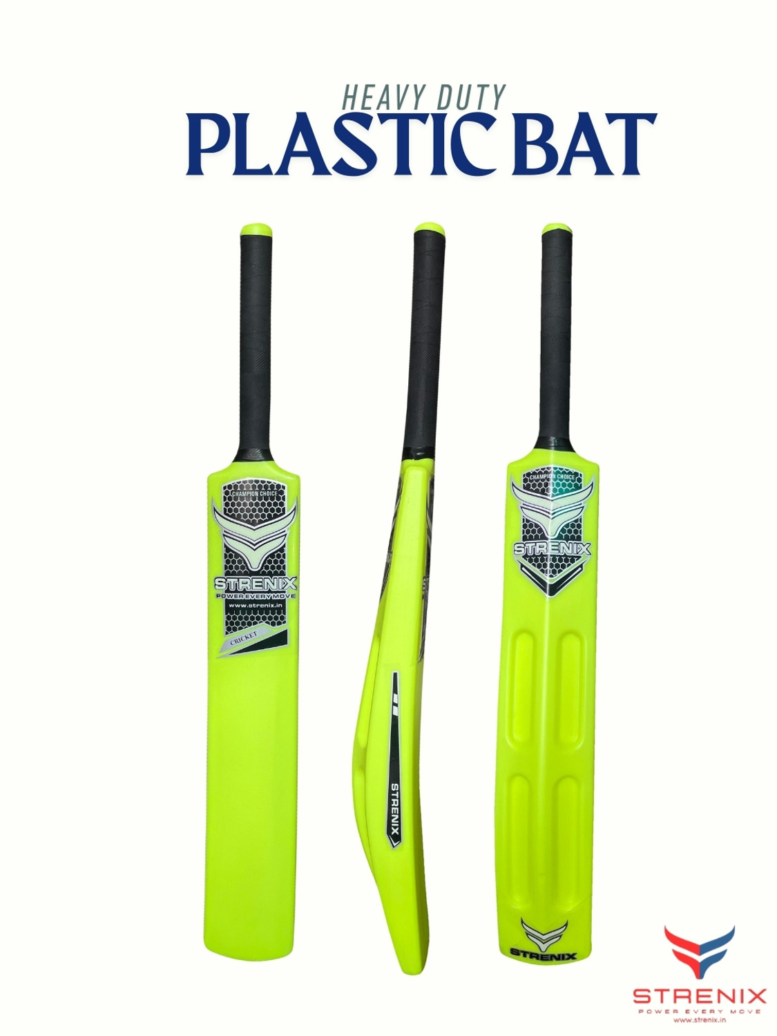 Image of STRENIX 8 No Bat 34 Inch 800g, Heavy-Duty Plastic with Cushioned Grip Powerful Play PVC /Plastic Cricket Bat For 15+ Yrs