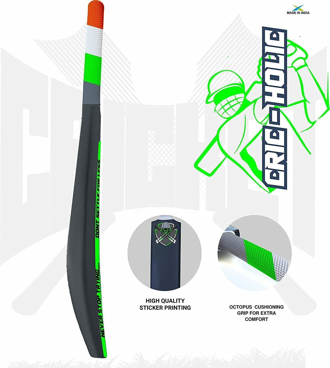 Image of Jaspo CRIC-Holic Senior Plastic Cricket Full Size Bat with Soft Cricket Ball Combo PVC /Plastic Cricket Bat For 15+ Yrs